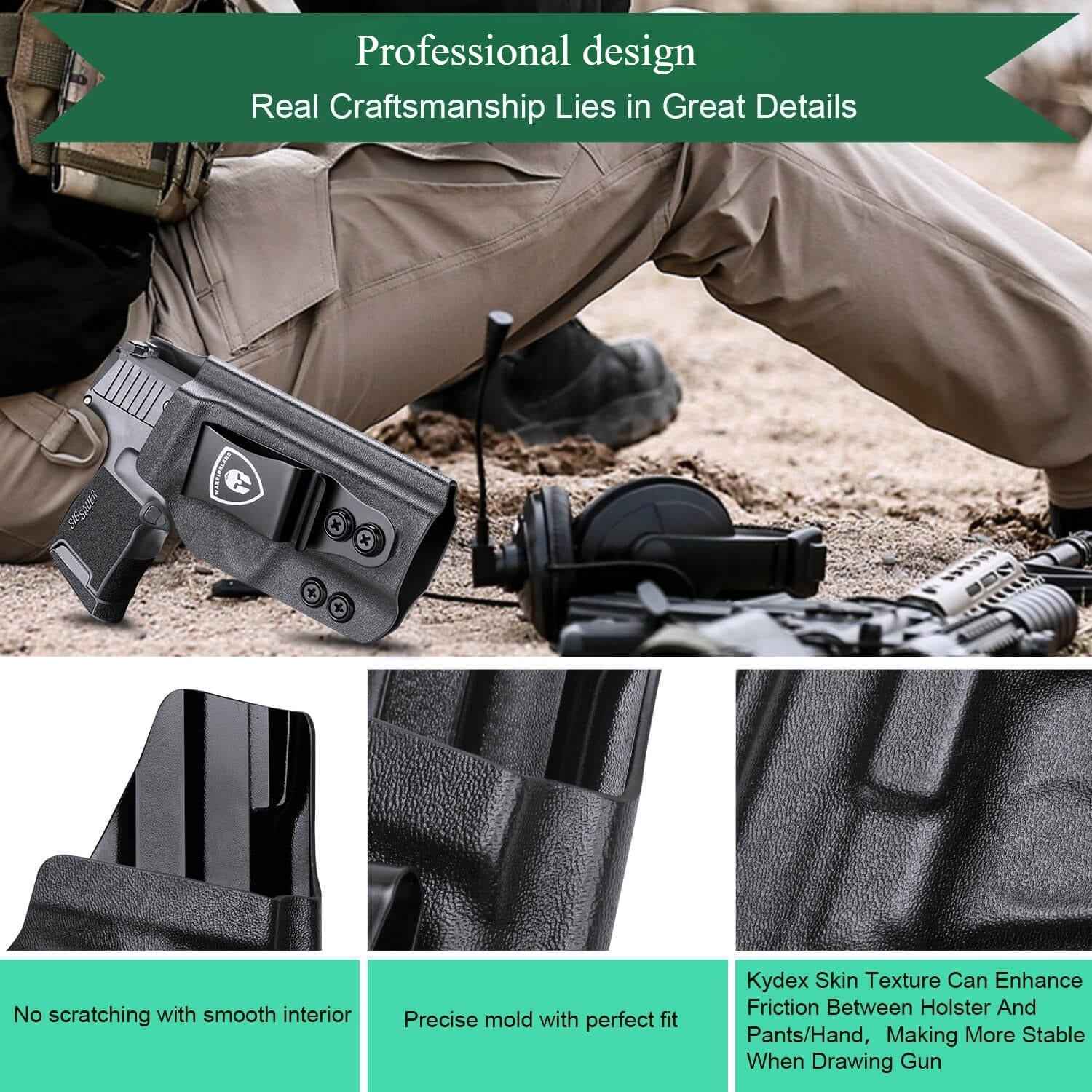 IWB Kydex Holster for Sig Sauer P365 SAS P365X P365XL 9mm Pistol Adjustable Ride Height Metal Belt Clip | WARRIORLAND