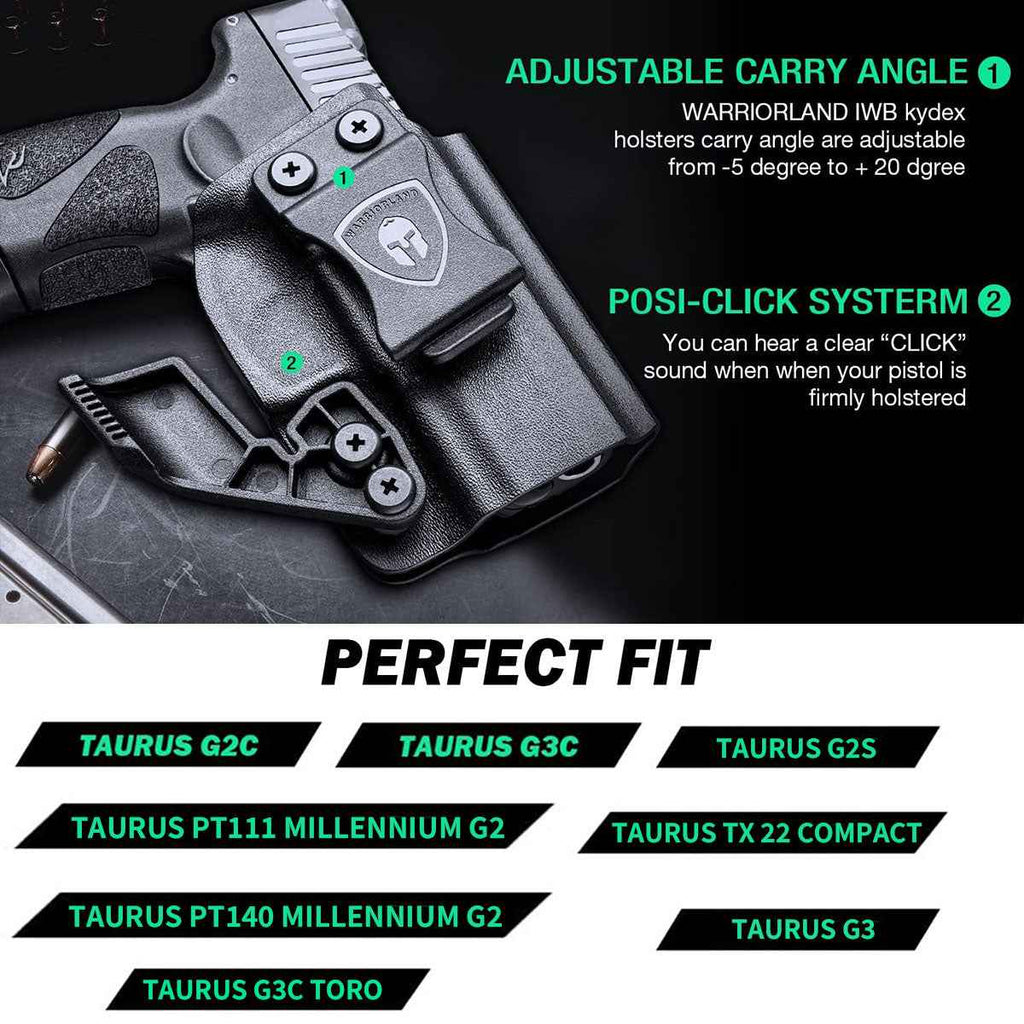IWB Holster with Claw Taurus G2C Taurus G2S Taurus G3C Taurus G3C TORO Taurus G3 Taurus PT111 Millennium G2 Taurus PT140 Millennium G2 Taurus TX 22 COMPACT Red Dot Optics Cut Appendix Carry Trigger Guard Holsters for fat guys | WARRIORLAND