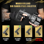 Sig P365 IWB Kydex Holster with Claw Attachment and Optic Cut: Sig Sauer P365 P365 XL P365 SAS P365X P365.380 ACP P365 ROSE.380 ACP, Inside Waistband Appendix Carry P365 Holster, Adj. Cant & Retention, Right Hand|WARRIORLAND - WARRIORLAND