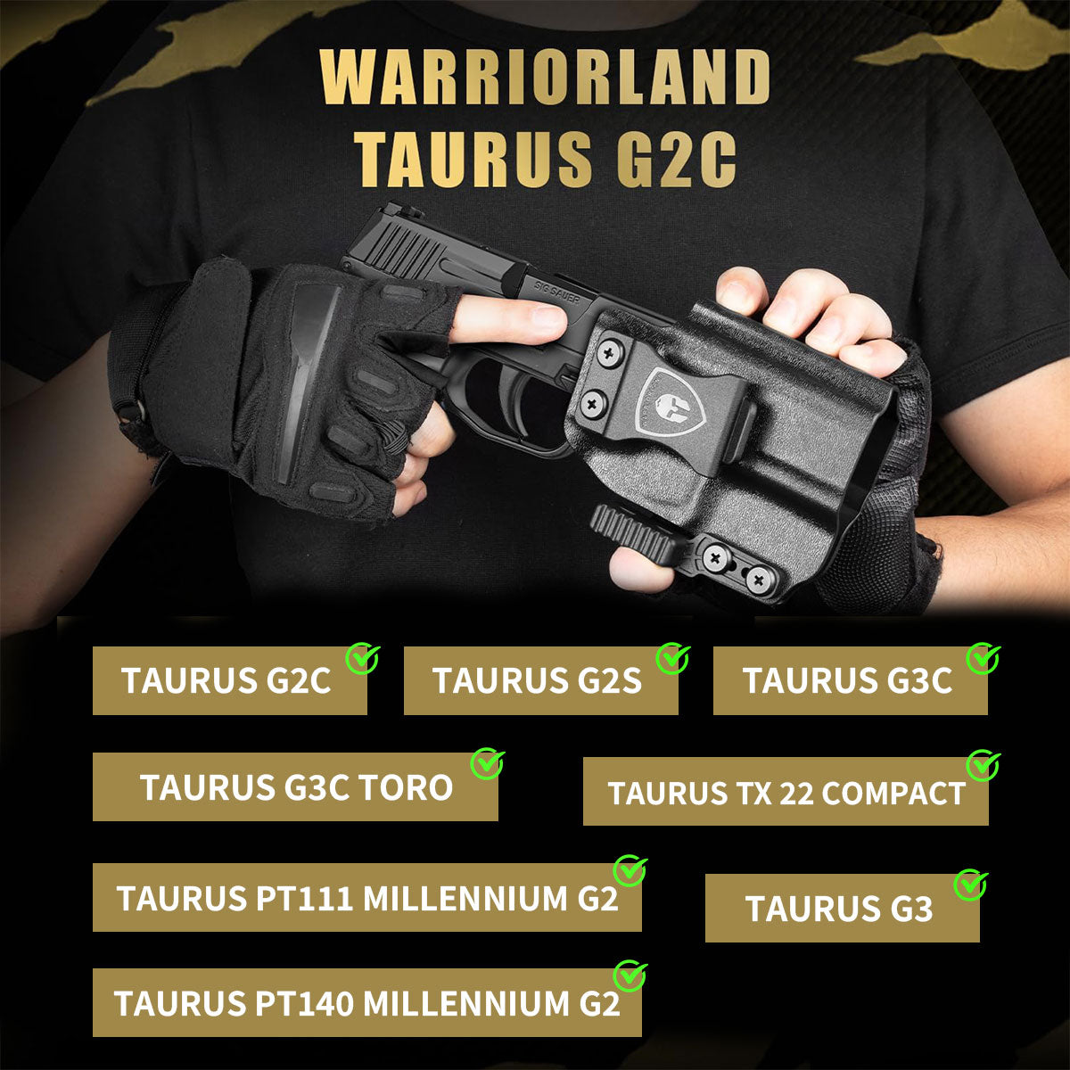 IWB Kydex Holster with Claw Attachment and Optic Cut Fit Taurus G2C Taurus G3C Taurus G3C TORO Taurus G3 Taurus PT111 Millennium G2 Taurus PT140 Millennium G2 Holster, Adj. Cant & Retention, Right Hand|WARRIORLAND - WARRIORLAND