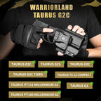 IWB Kydex Holster with Claw Attachment and Optic Cut Fit Taurus G2C Taurus G3C Taurus G3C TORO Taurus G3 Taurus PT111 Millennium G2 Taurus PT140 Millennium G2 Holster, Adj. Cant & Retention, Right Hand|WARRIORLAND - WARRIORLAND