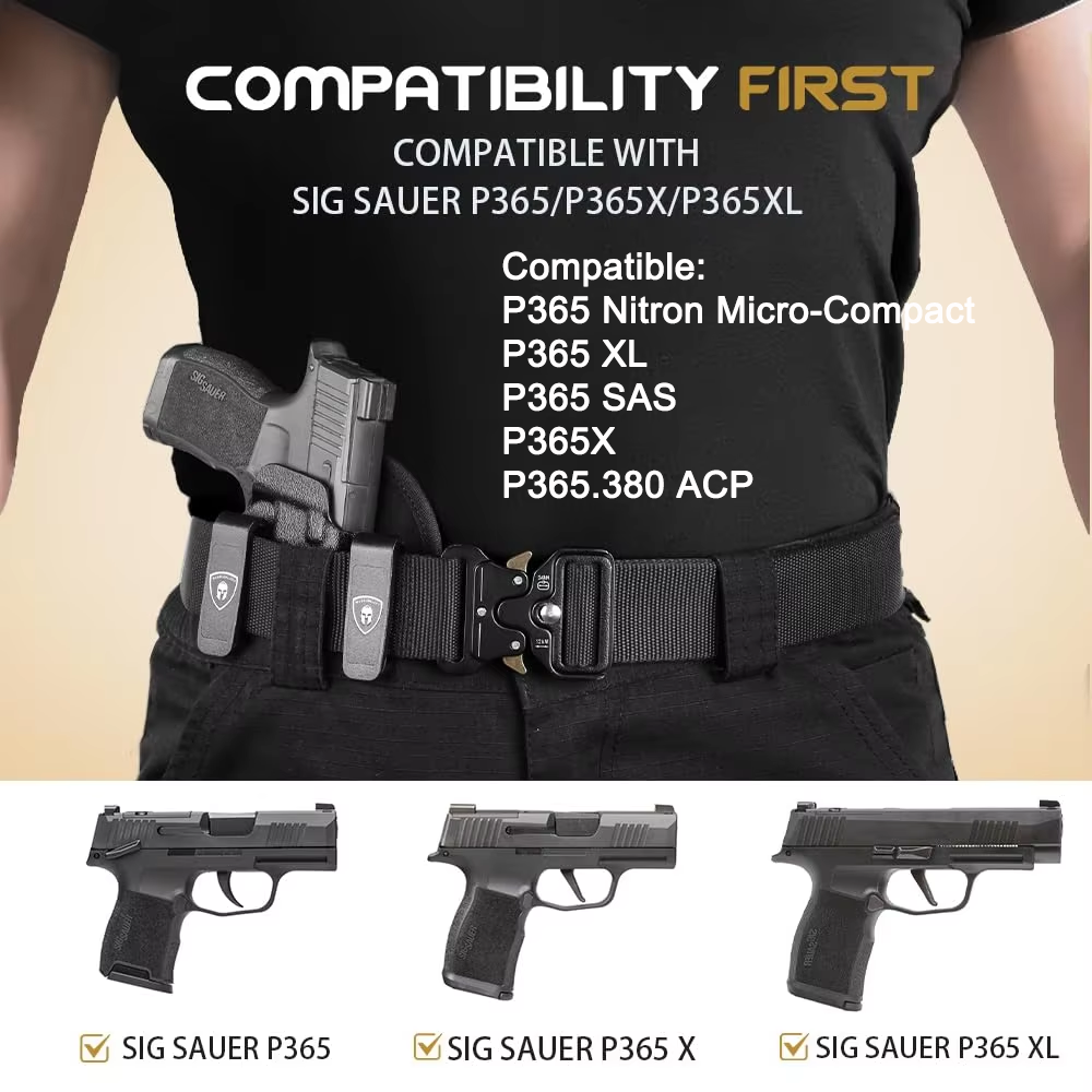 WARRIORLAND Hybrid Kydex & Nylon Holster, Fit P365 P365 XL P365 SAS P365X P365.380 ACP, Optics Cut & Open Muzzle, Concealed Carry Right Hand - WARRIORLAND