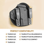 WARRIORLAND IWB Hybrid Kydex&Nylon Gun Holster for Taurus G2C Taurus G2S Taurus G3C Taurus G3C TORO Taurus G3 Taurus PT111 Millennium G2 Taurus PT140 Millennium G2,Optics Cut Pistol Holster,Concealed Carry Holster,Right Hand - WARRIORLAND