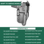 P320 Holster Level II Retention w/Hook Guard & Rotating Hood: Sig Sauer P320 Full Size/Compact/ P320 M17/P320 M18/P320 X Carry/P320 XFM/P320 AXG Combat/P320 X Five, Adj. Retention & Ride Height, Right|WARRIORLAND - WARRIORLAND