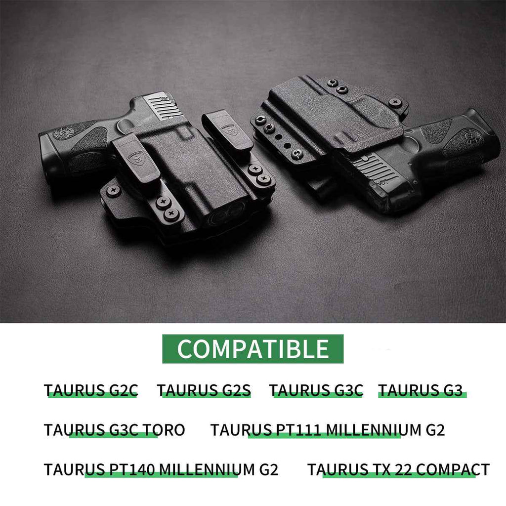 Taurus G2C Taurus G2S Taurus G3C Taurus G3C TORO Taurus G3 Taurus PT111 Millennium G2 Taurus PT140 Millennium G2 IWB & OWB Convertible Holster,Optic Ready, Adj Ride Height,Right Hand | Warriorland