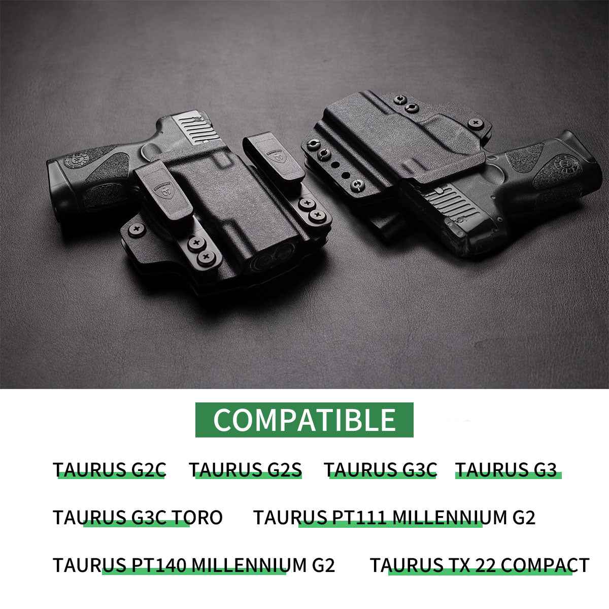 Taurus G2C Taurus G2S Taurus G3C Taurus G3C TORO Taurus G3 Taurus PT111 Millennium G2 Taurus PT140 Millennium G2 IWB & OWB Convertible Holster,Optic Ready, Adj Ride Height,Right Hand | Warriorland