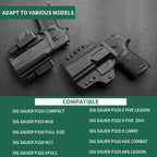 Sig P320 M18 & P320 M17 IWB & OWB Convertible Holster Optics Cut: Sig Sauer P320 Compact M18 & P320 Full Size M17, IWB OWB Combo Holster P320, 1.75 Belt Clip, Adjustable Ride Height, Right Hand - WARRIORLAND