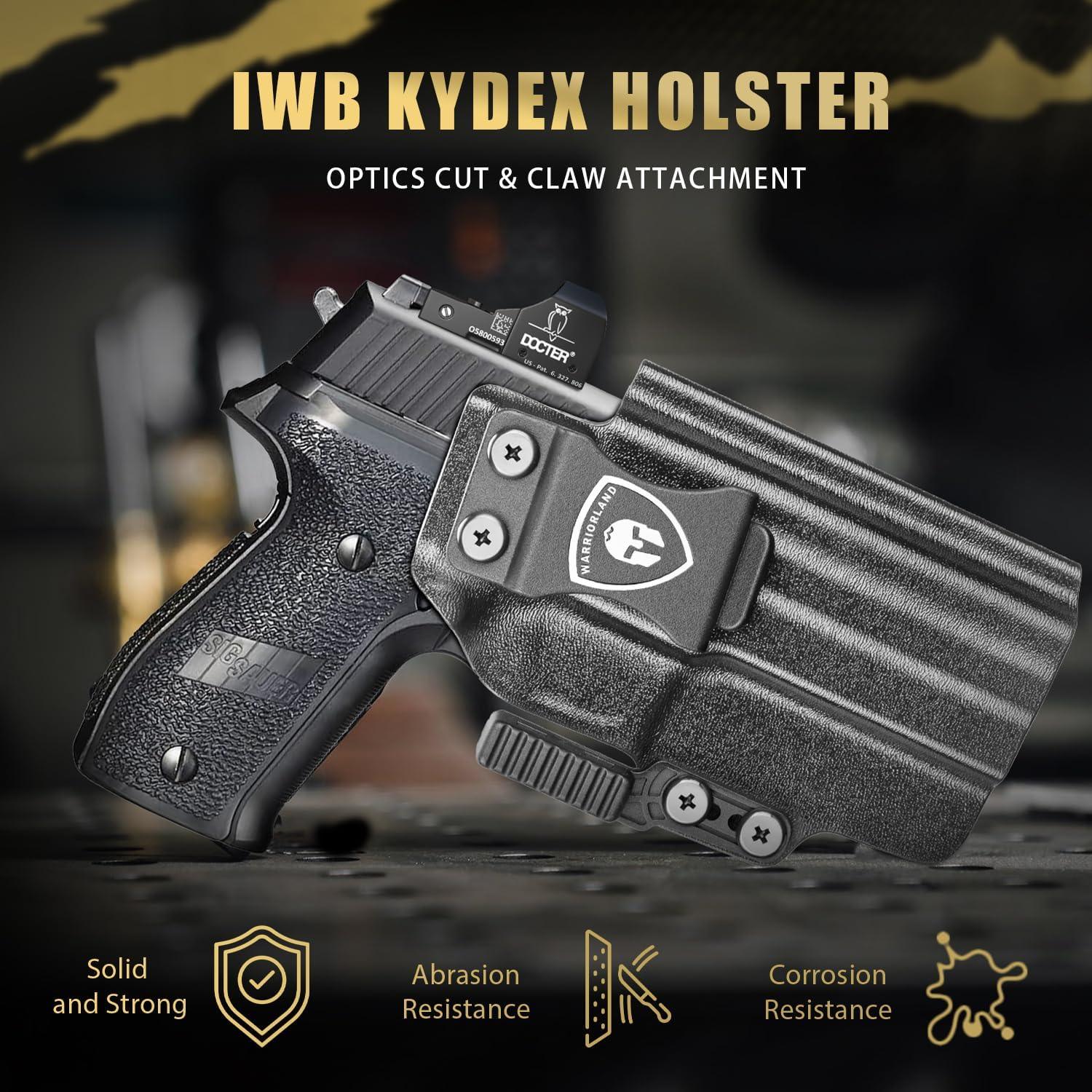 IWB Kydex Holster with Claw Attachment and Optic Cut Fit P226 LEGION'' Pistol, Inside Waistband Appendix Carry P266 Holster, Adj. Cant & Retention, Right Hand|WARRIORLAND - WARRIORLAND