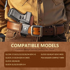 WARRIORLAND IWB Hybrid Holster Compatible with Glock 17/ 19 Gen 3-5 & 23/ 32 Gen 3-4 & G19X 44 45 & their MOS version, Concealed Carry Polymer & Leather Holster with Claw/Optics Cut Ready, Right Hand（Brown） - WARRIORLAND