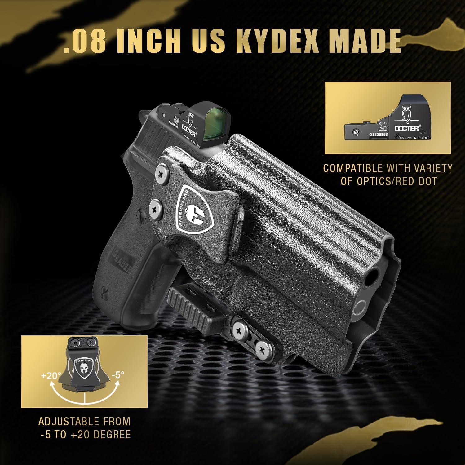 IWB Kydex Holster with Claw Attachment and Optic Cut Fit P226 LEGION'' Pistol, Inside Waistband Appendix Carry P266 Holster, Adj. Cant & Retention, Right Hand|WARRIORLAND - WARRIORLAND