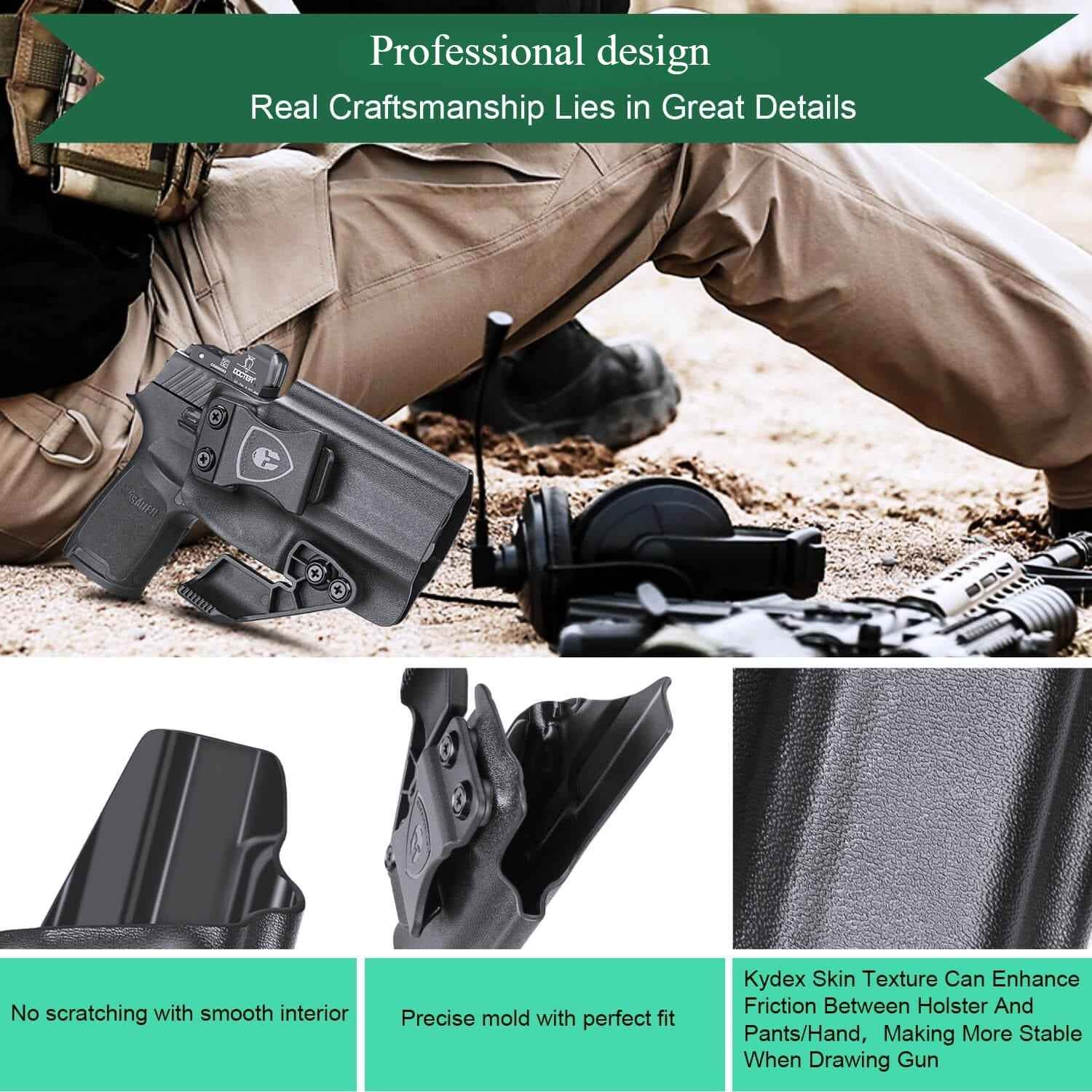 Sig Sauer P320 Full Size Compact P320X Carry Pistol Holster with Claw Red Dot Optics Cut Trigger Guard Holsters for Fat Guys | WARRIORLAND