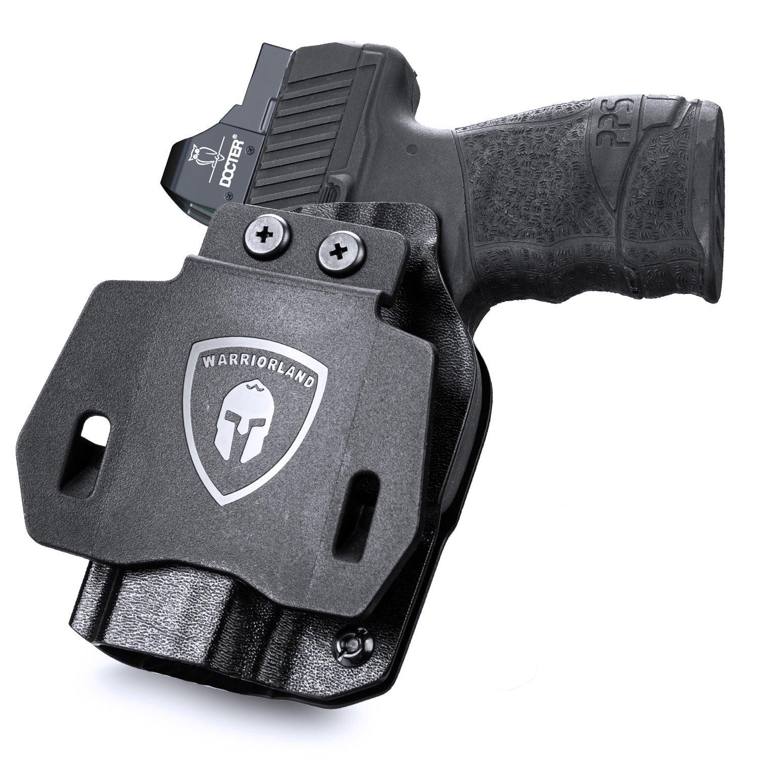 Walther PPS M2 OWB Holster Kydex Made Optics Cut: Walther PPS M2 Pistol, Outside Waistband Open Carry PPS M2 Holster with 1.75 Inch Paddle, Adj. Retention & Cant, Right Hand|WARRIORLAND - WARRIORLAND