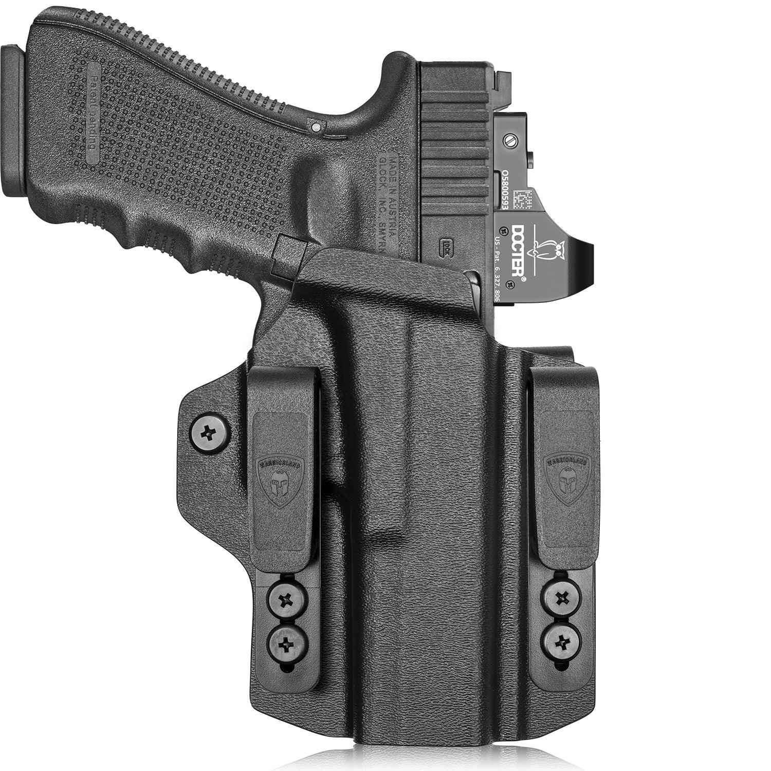 IWB & OWB Convertible Holster, Fit Glock 17/19/26/34 Gen 3-5 & Glock 23/32 Gen 3-4,G17/G19 Gen4-5 MOS ,G19/G26/G34 Gen5 MOS G19X  G19 Gen4 MOS  G44  G45  G45 MOS  Optic Ready, Adj Ride Height,Right Hand | Warriorland