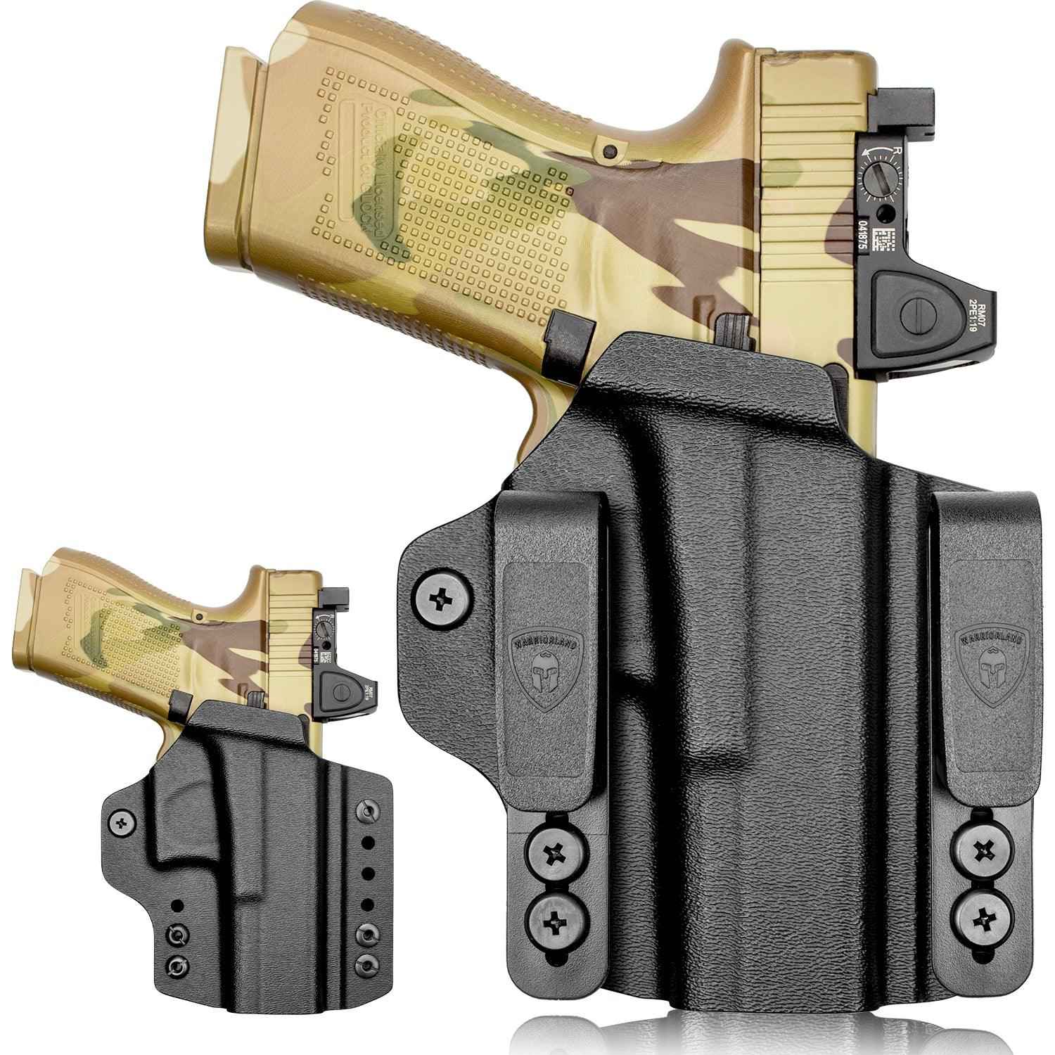 IWB & OWB Convertible Holster, Fit Glock 17/19/26/34 Gen 3-5 & Glock 23/32 Gen 3-4,G17/G19 Gen4-5 MOS ,G19/G26/G34 Gen5 MOS G19X  G19 Gen4 MOS  G44  G45  G45 MOS  Optic Ready, Adj Ride Height,Right Hand | Warriorland