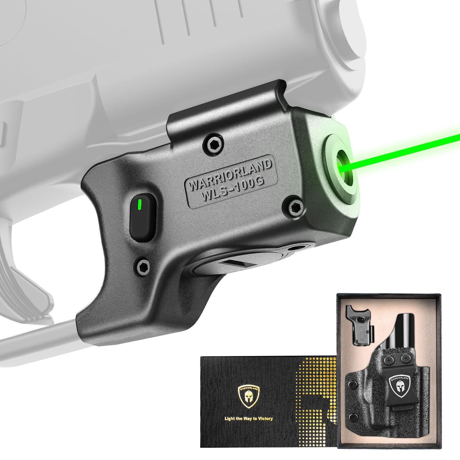Green Laser Sight Designed to Fit Glock 43X MOS with Holster Combo, Green Beam Sight with Power Indicator, Custom-Made IWB Kydex Right Hand Holster, WLS-100G w/ G43X MOS Holster|WARRIORLAND - WARRIORLAND