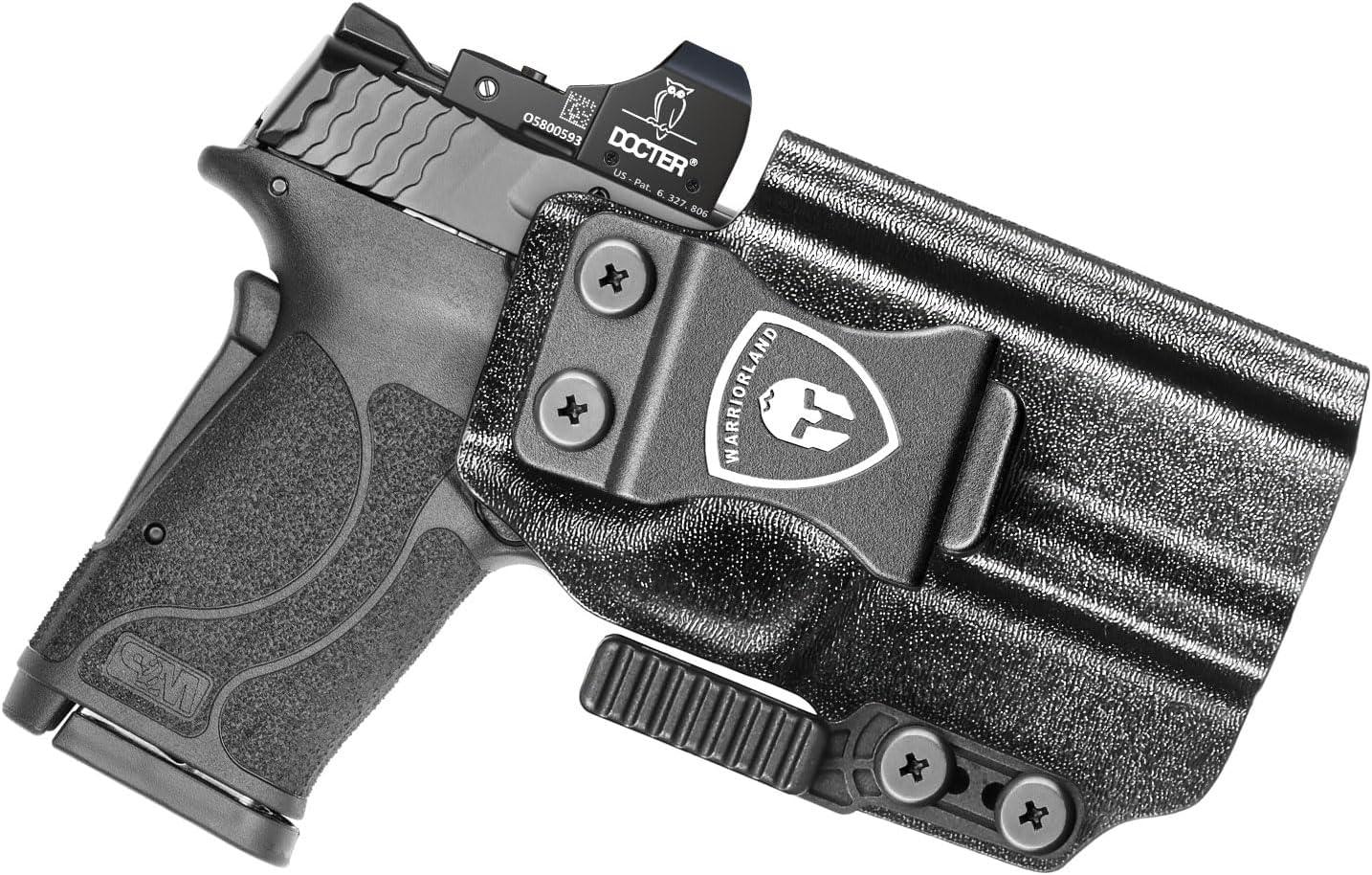 IWB Kydex Holster with Claw Attachment and Optic Cut Fit Smith & Wesson M&P Shield 9mm EZ / .380 EZ Pistol, Inside Waistband Appendix Carry M&P 9mm Shield EZ Holster, Adj. Cant & Retention|WARRIORLAND - WARRIORLAND