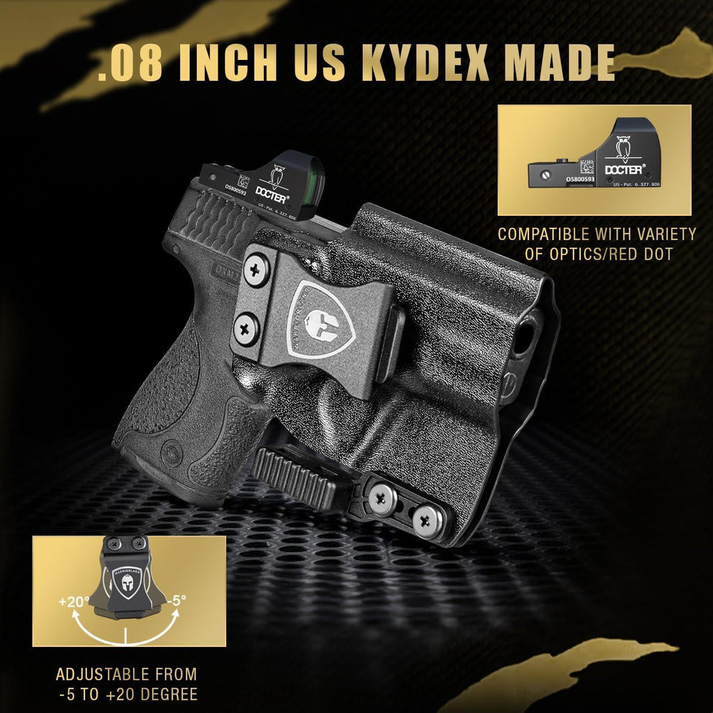 IWB Kydex Holster with Claw Attachment and Optic Cut Fit Smith & Wesson M&P Shield 9mm / .40 Pistol, Inside Waistband Appendix Carry M&P Shield 9mm Holster, Adj. Cant & Retention, Right|WARRIORLAND - WARRIORLAND