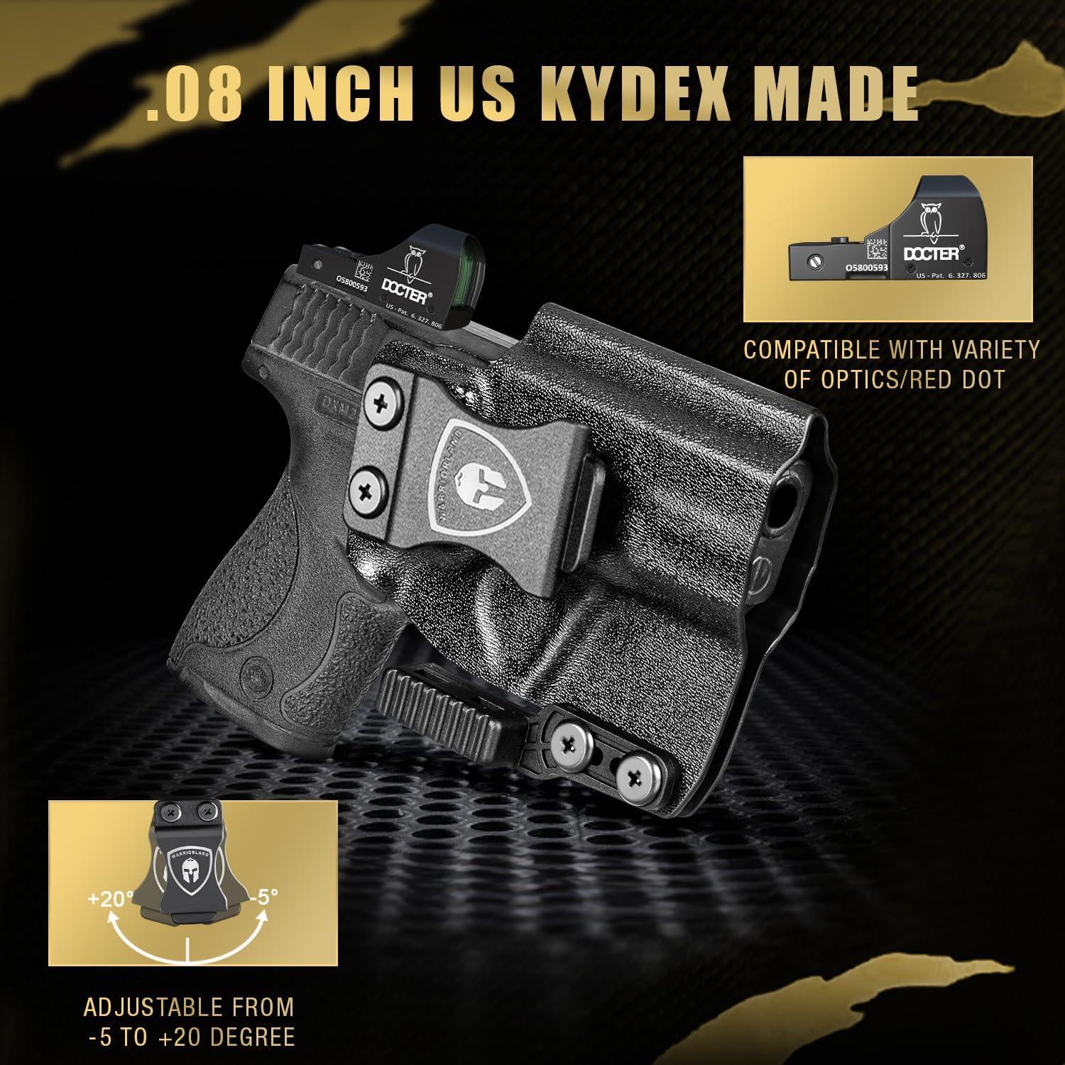 IWB Kydex Holster with Claw Attachment and Optic Cut Fit Smith & Wesson M&P Shield 9mm / .40 Pistol, Inside Waistband Appendix Carry M&P Shield 9mm Holster, Adj. Cant & Retention, Right|WARRIORLAND - WARRIORLAND