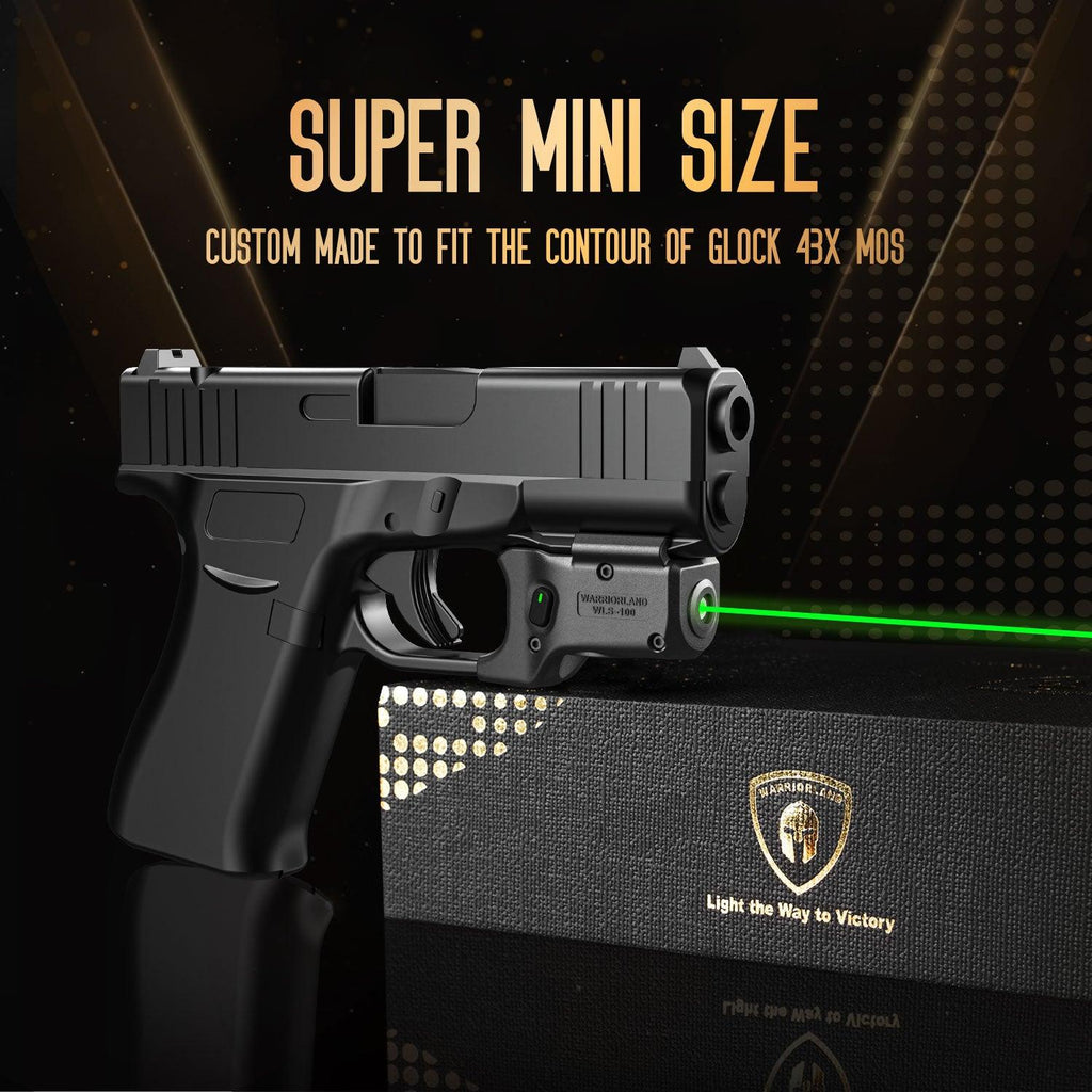 Green Laser Sight Designed to Fit Glock 43X MOS with Holster Combo, Green Beam Sight with Power Indicator, Custom-Made IWB Kydex Right Hand Holster, WLS-100G w/ G43X MOS Holster|WARRIORLAND - WARRIORLAND
