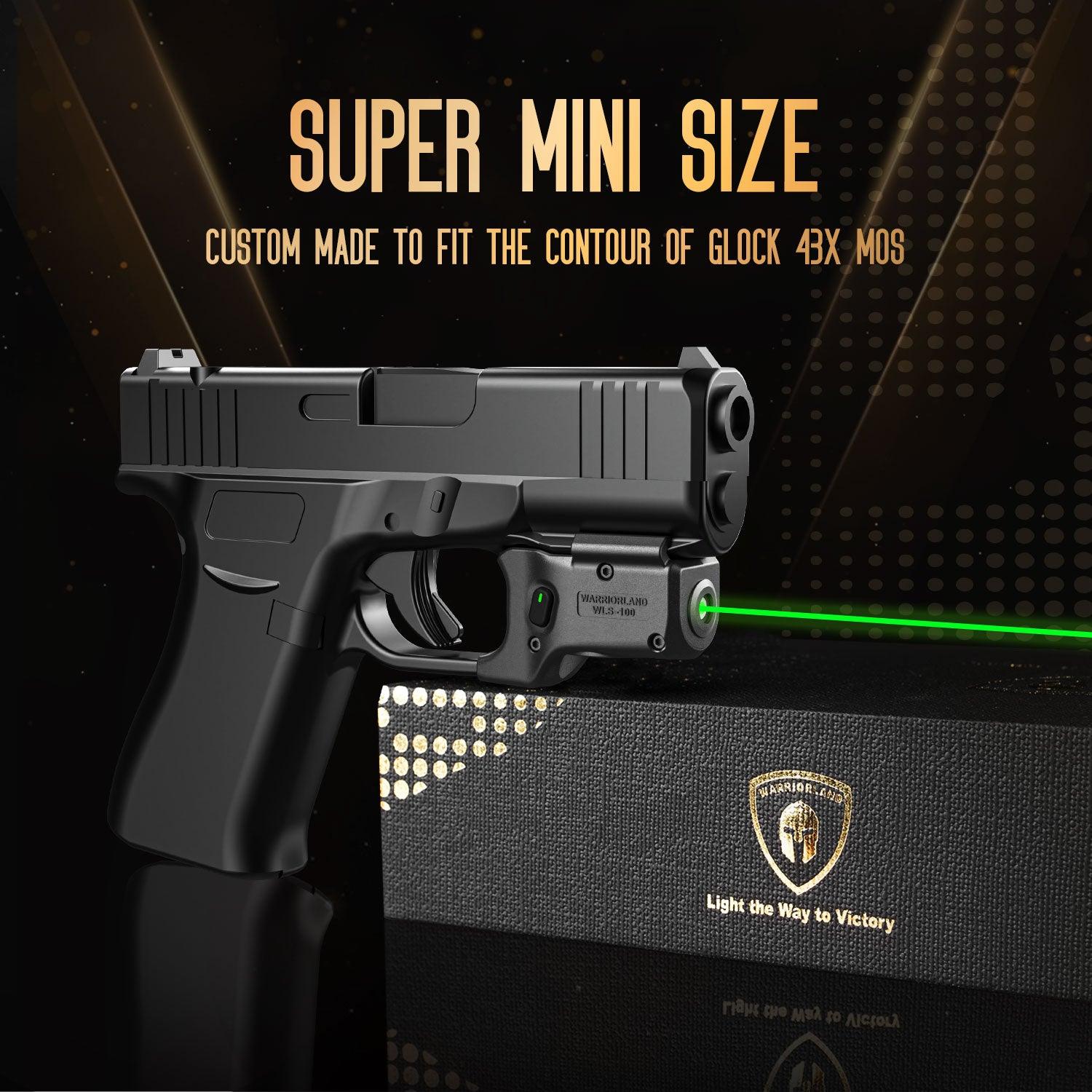 Green Laser Sight Designed to Fit Glock 43X MOS with Holster Combo, Green Beam Sight with Power Indicator, Custom-Made IWB Kydex Right Hand Holster, WLS-100G w/ G43X MOS Holster|WARRIORLAND - WARRIORLAND