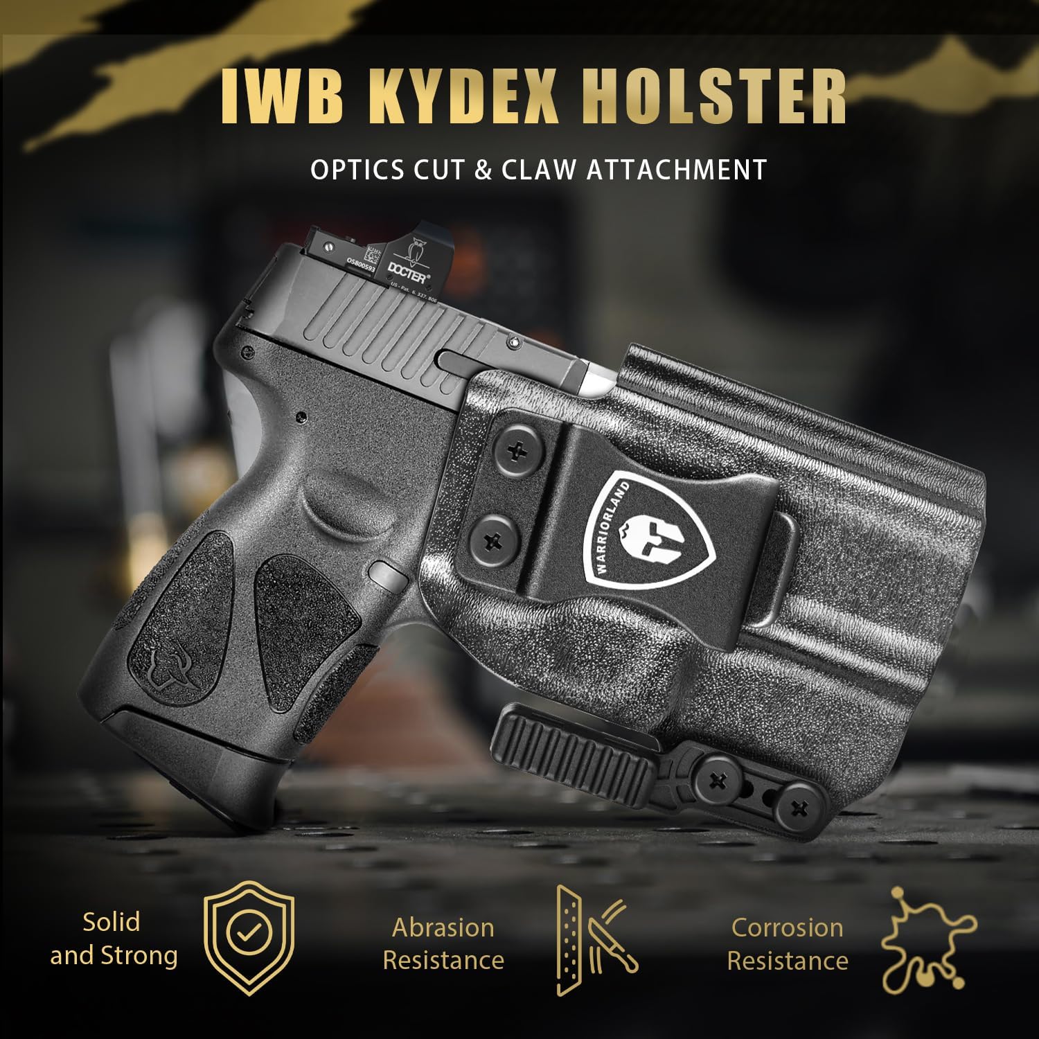 IWB Kydex Holster with Claw Attachment and Optic Cut Fit Taurus G2C Taurus G3C Taurus G3C TORO Taurus G3 Taurus PT111 Millennium G2 Taurus PT140 Millennium G2 Holster, Adj. Cant & Retention, Right Hand|WARRIORLAND - WARRIORLAND