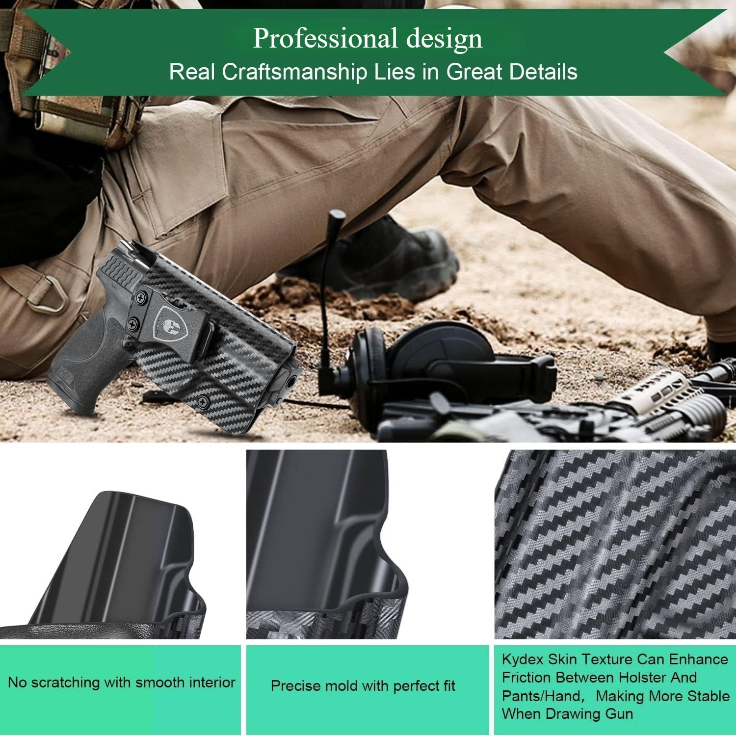 M&P 9mm/.40 Holster, IWB Kydex Holster Fit: S&W M&P 9/.40 Compact/Full Size, M&P 9/.40 M2.0 Full Size Pistol, Not Fit Shield, Inside Waistband Concealed Carry Holster, Adj. Cant & Posi-Click Retention - WARRIORLAND