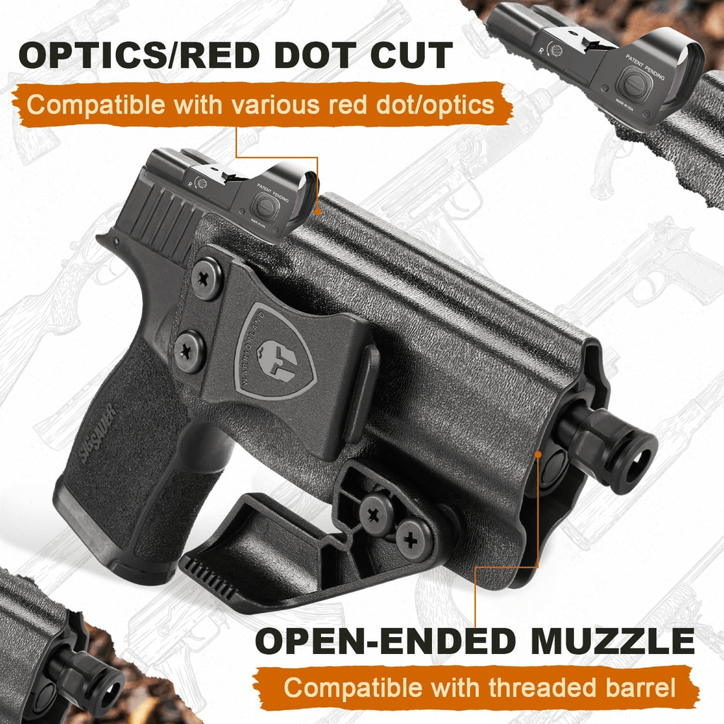 P365 X Macro Holster IWB Kydex Holster Optics Cut Fit: Sig Sauer P365-XMACRO, Inside Waistband Appendix Carry Holster Sig P365 X Macro, Adj. Retention & Cant, Right Hand|WARRIORLAND - WARRIORLAND