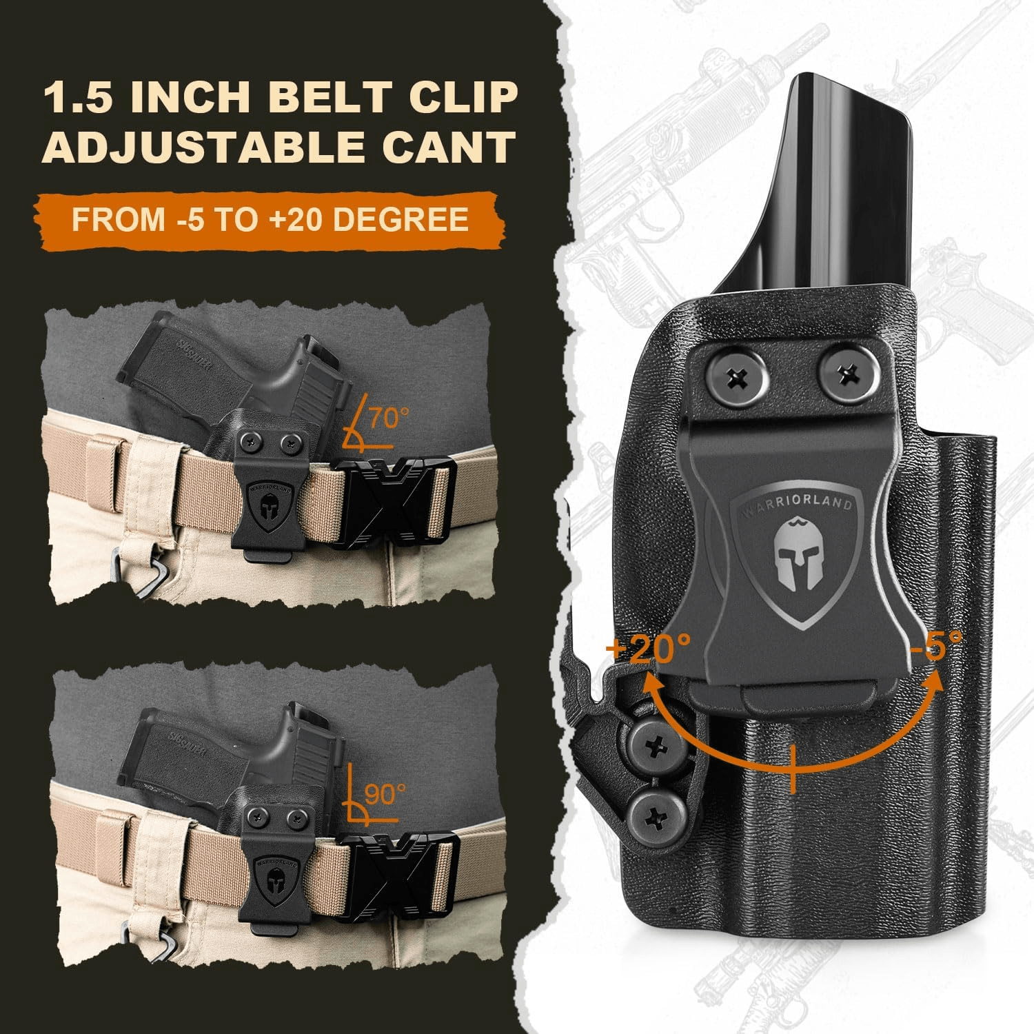 P365 X Macro Holster IWB Kydex Holster Optics Cut Fit: Sig Sauer P365-XMACRO, Inside Waistband Appendix Carry Holster Sig P365 X Macro, Adj. Retention & Cant, Right Hand|WARRIORLAND - WARRIORLAND