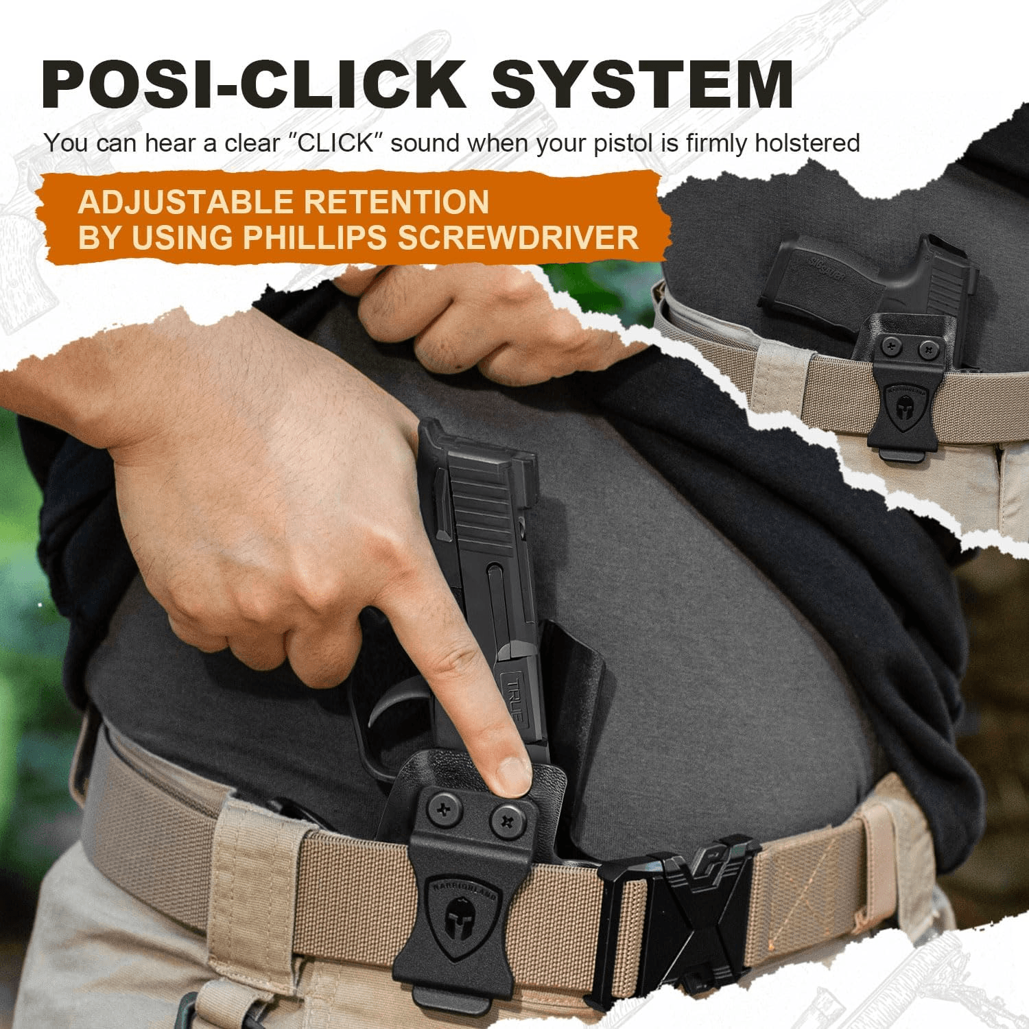 P365 X Macro Holster IWB Kydex Holster Optics Cut Fit: Sig Sauer P365-XMACRO, Inside Waistband Appendix Carry Holster Sig P365 X Macro, Adj. Retention & Cant, Right Hand|WARRIORLAND - WARRIORLAND