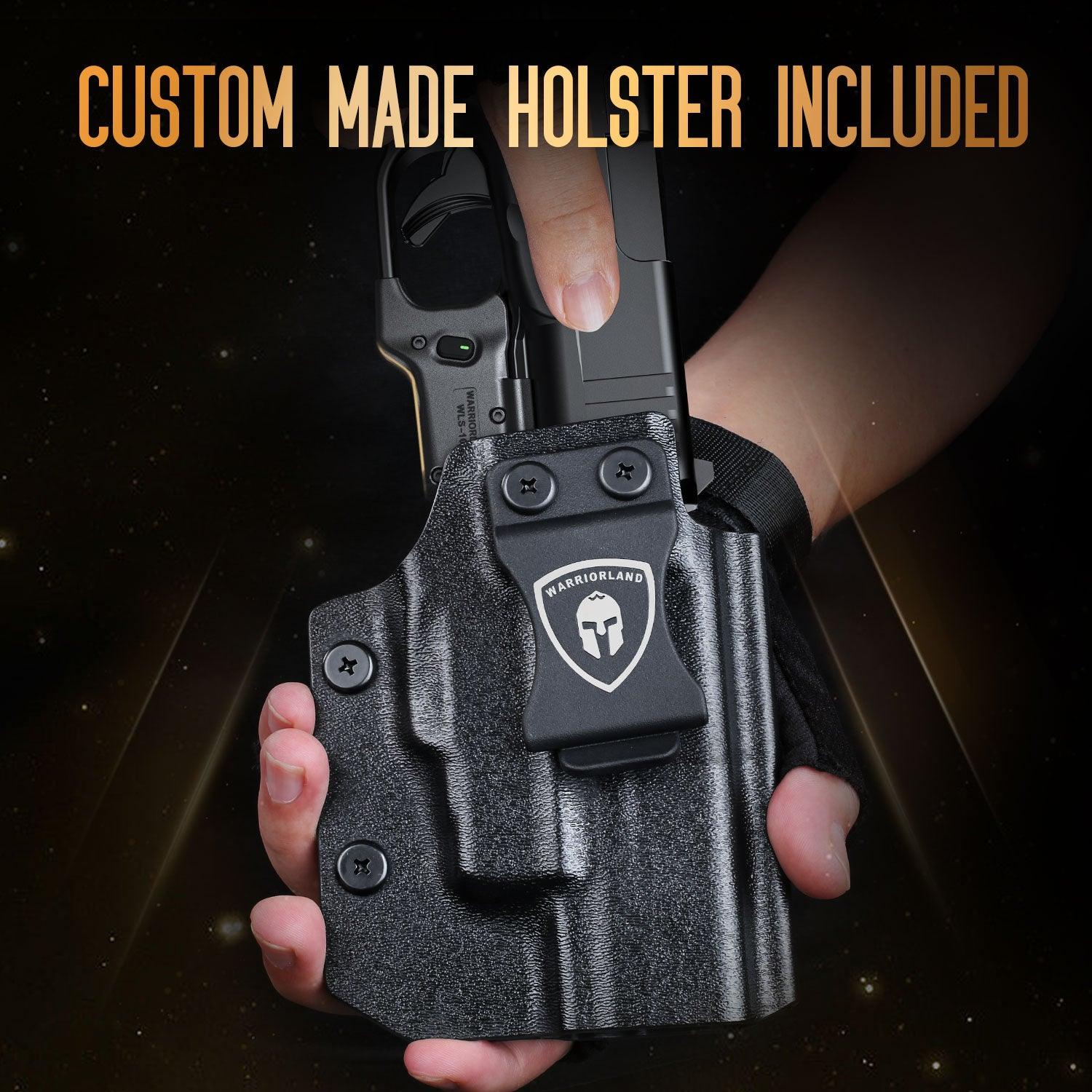 Green Laser Sight Designed to Fit Glock 48 MOS with Holster Combo, Green Beam Sight with Power Indicator, Custom-Made IWB Kydex Holster Right Hand, WLS-100G w/ G48 MOS Holster|WARRIORLAND - WARRIORLAND