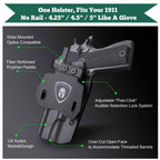 Open Carry OWB Kydex Paddle Holster for 1911  .45 ACP Pistol No Rail with Red Dot Paddle Appendix Fully Trigger Guard | WARRIORLAND