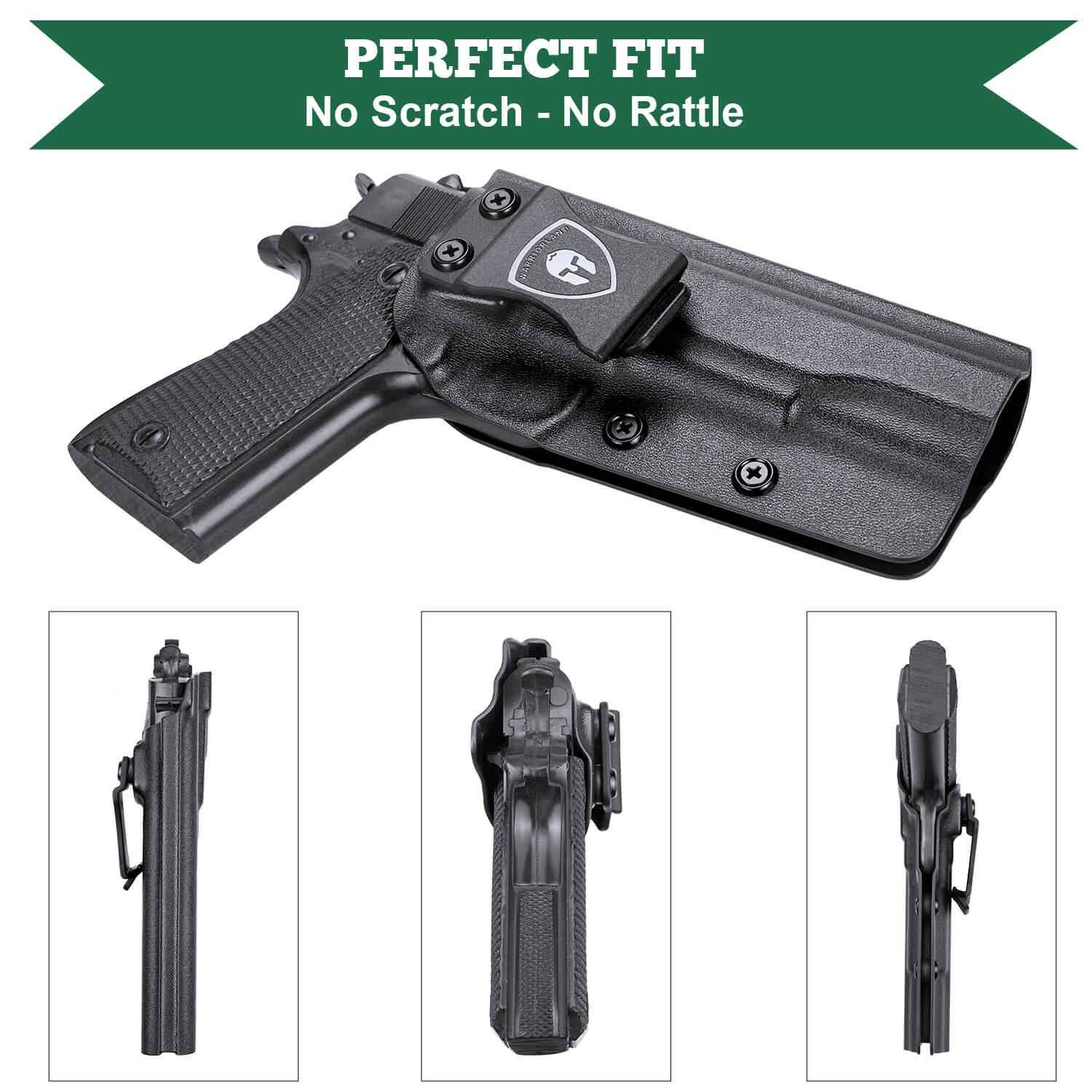 IWB Kydex Holster for 1911  .45 ACP Pistol No Rail Concealed Carry Right/ Left Handed | WARRIORLAND