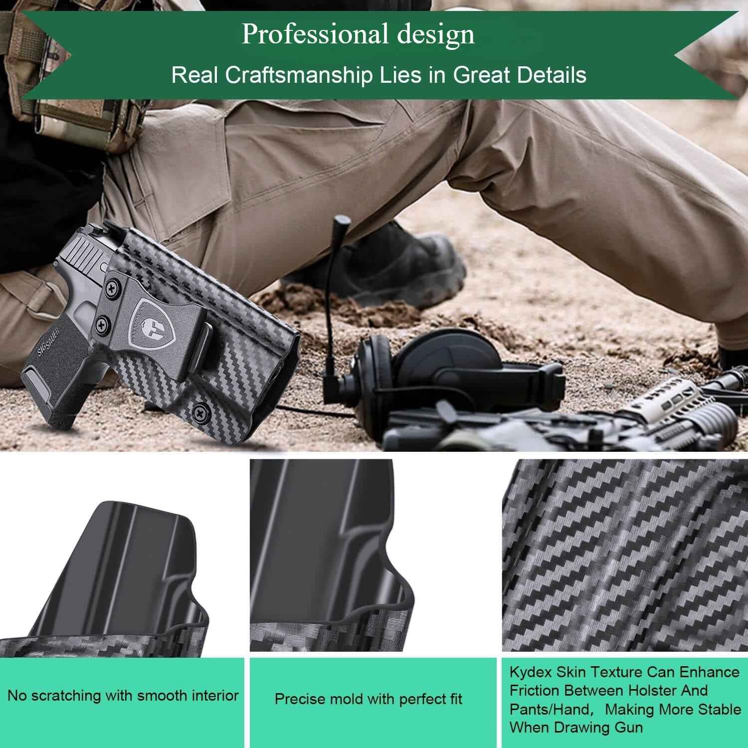 Sig Sauer P365XL IWB Kydex Holser, Carbon Fiber Texture, Inside the Waist Band, Right Hand | WARRIORLAND