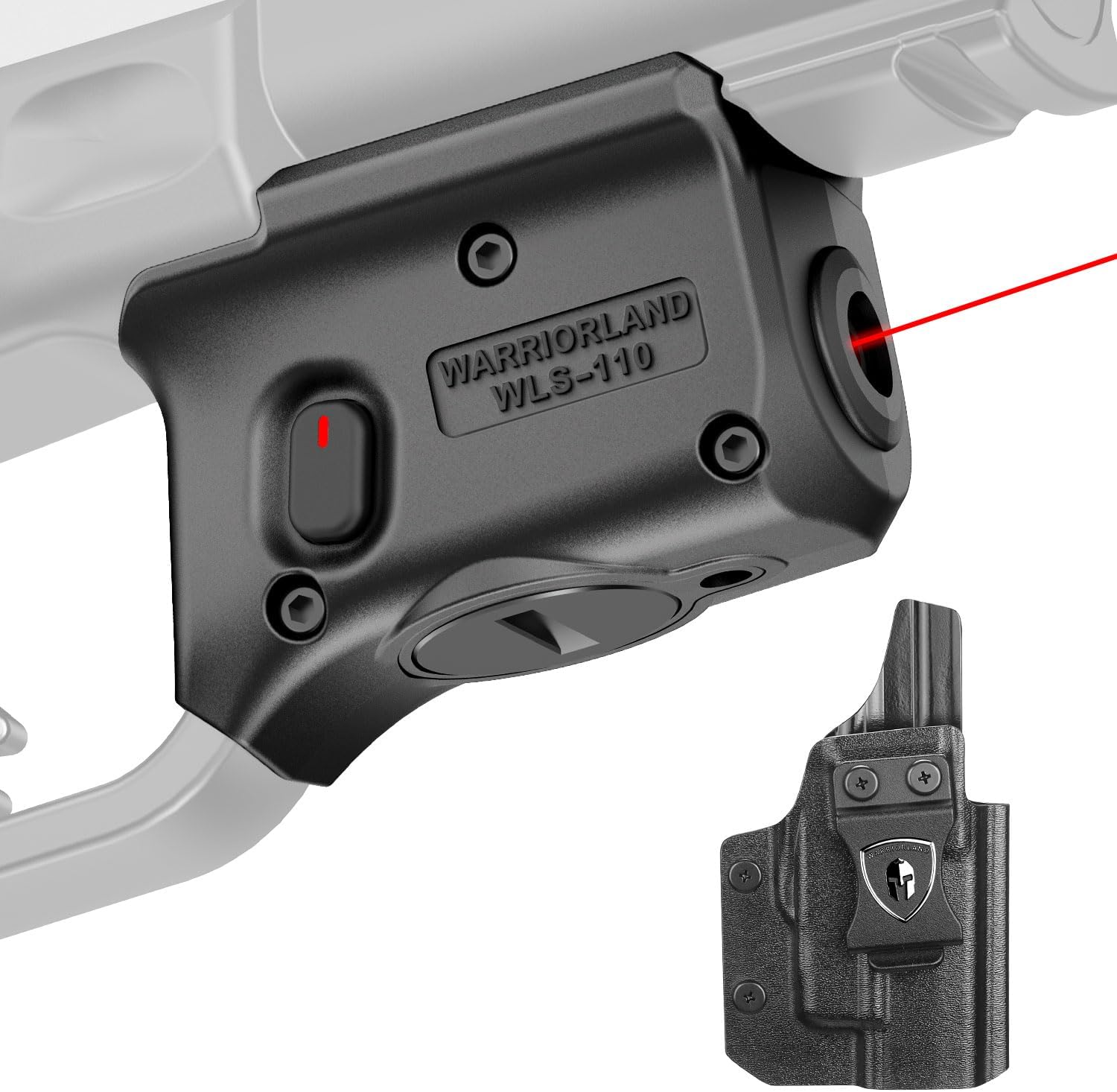 WARRIORLAND Kydex Holster for Gun with Red Laser Light Combo Fit for Hellcat Pro Pistol, WLS-110 Laser Beam Sight with Power Indicator & Concealed Carry IWB Right-Hand Holster - WARRIORLAND
