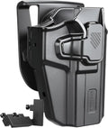 WARRIORLAND Universal OWB Gun Holster w/Optic Cut Ready – Fits Most Popular Compact to Full Size Handguns with 4”–5.3” Barrel – Level II Retention, 360° Adjustable Paddle for 1.5-2.0" Belt, Right Hand - WARRIORLAND