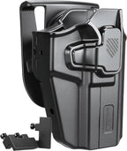 WARRIORLAND Universal OWB Gun Holster w/Optic Cut Ready – Fits Most Popular Compact to Full Size Handguns with 4”–5.3” Barrel – Level II Retention, 360° Adjustable Paddle for 1.5-2.0" Belt, Right Hand - WARRIORLAND