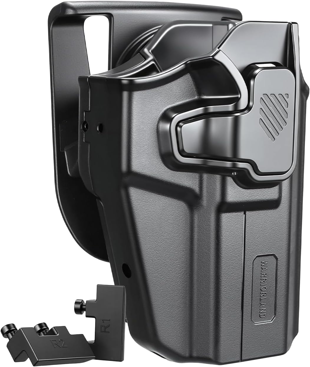 WARRIORLAND Universal OWB Gun Holster w/Optic Cut Ready – Fits Most Popular Compact to Full Size Handguns with 4”–5.3” Barrel – Level II Retention, 360° Adjustable Paddle for 1.5-2.0" Belt, Right Hand - WARRIORLAND