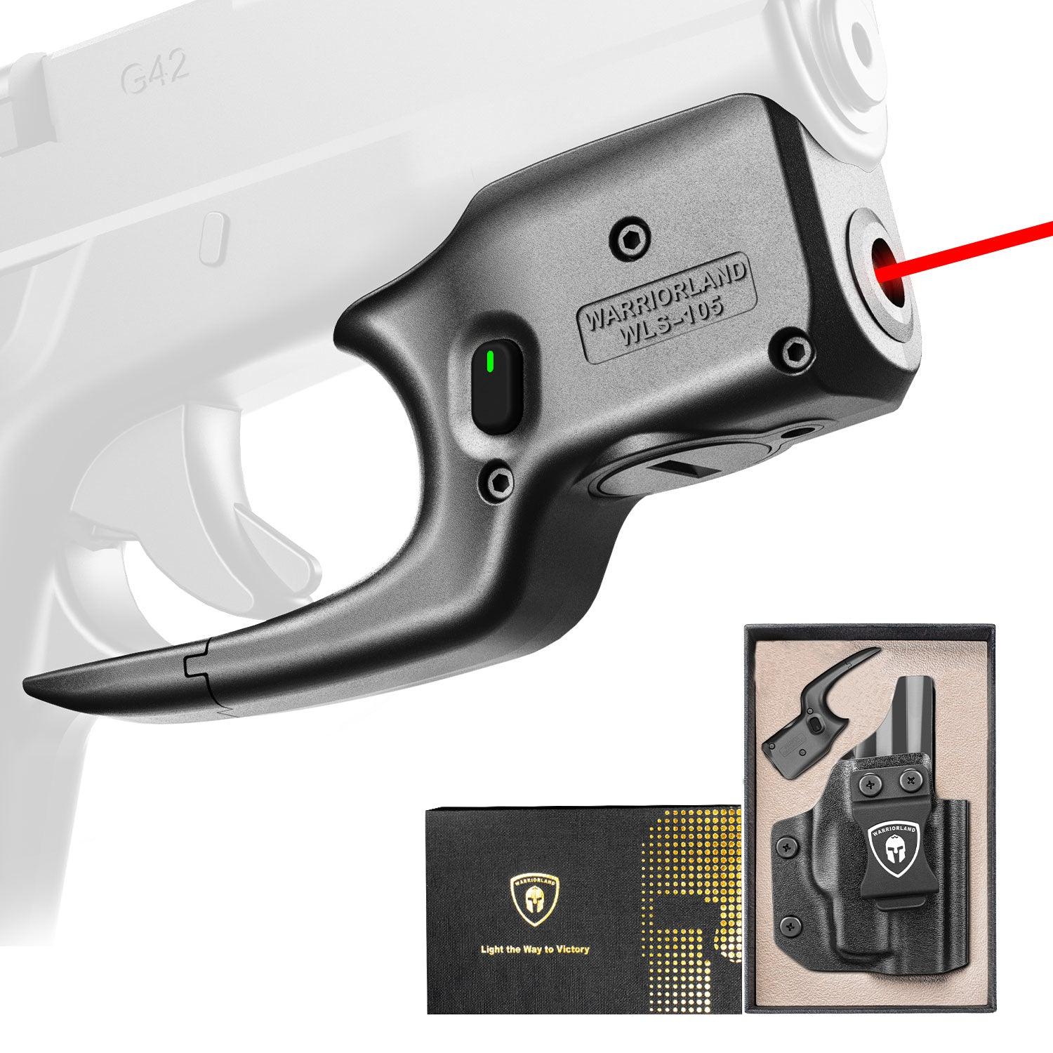 Red Laser Sight Designed to Fit Glock G42 with Holster Combo, Red Beam Sight with Power Indicator, Custom-Made IWB Kydex Holster Right Hand, Windage and Elevation Adjustment, WLS-105|WARRIORLAND - WARRIORLAND