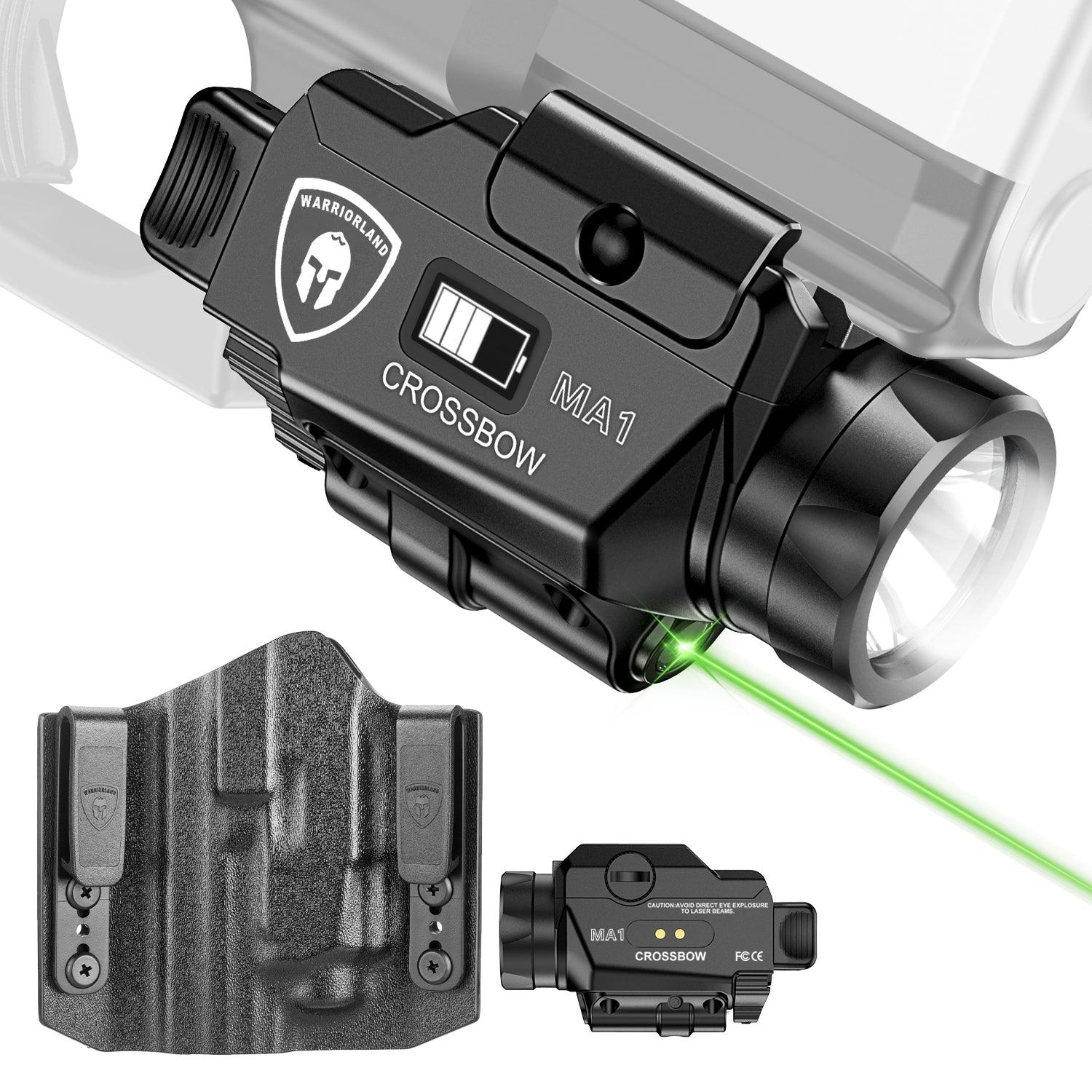 Universal Light Laser Combo with M&P 9mm 4.0/4.25 OWB Holster, Green Beam&LED Tactical Light, Magnetic USB Rechargeable Screen Displays Battery Status, Crossbow MA1 w/M&P 9mm OWB Holster|WARRIORLAND - WARRIORLAND
