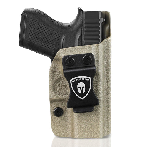 G43 / G43X & G43X MOS Holster, IWB Tan Color Kydex Holster Compatible with 43 / 43X / 43X MOS Pistol, Inside Waistband Appendix Carry, Adj. Posi-Click Retention & Cant, Right Hand|WARRIORLAND - WARRIORLAND