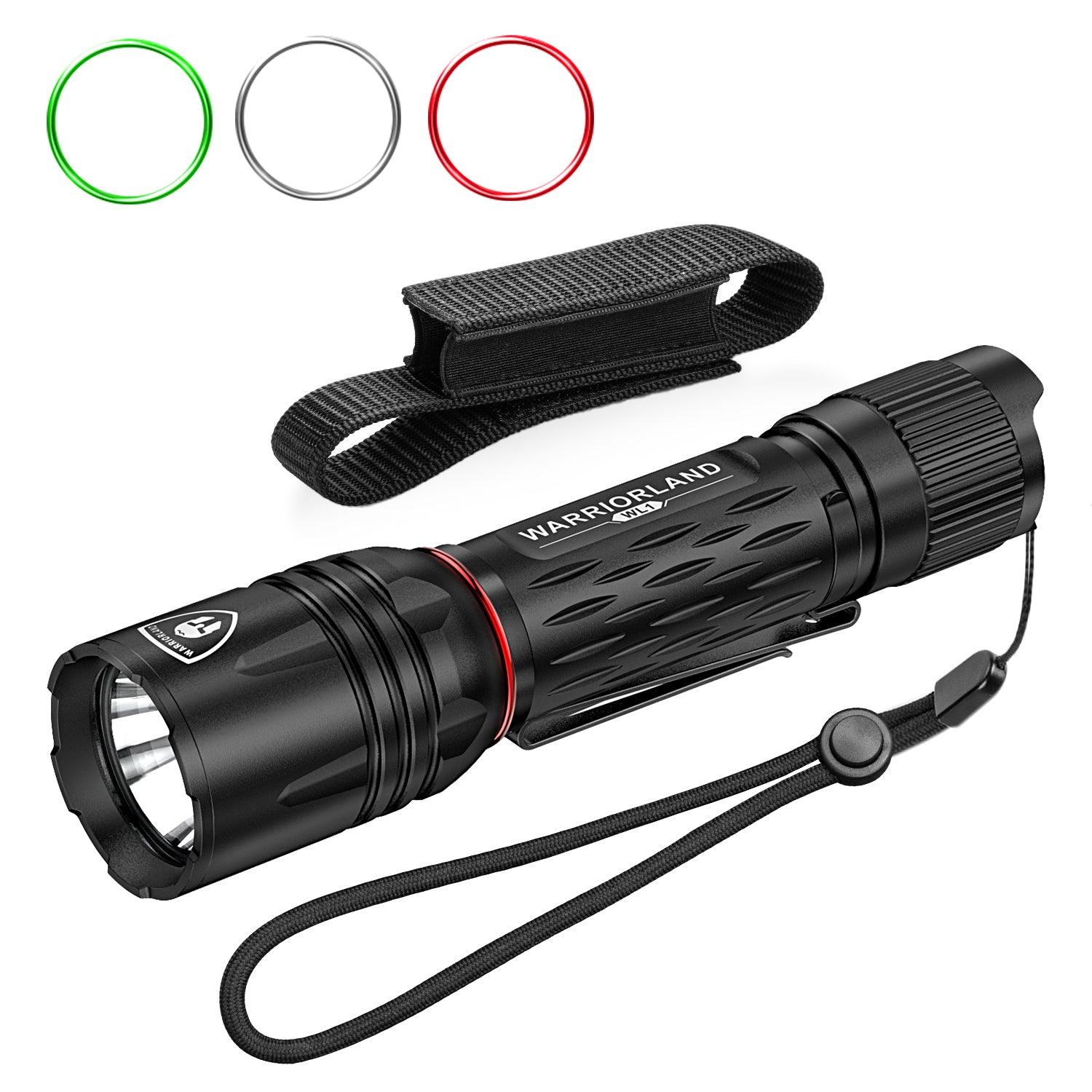 1600 Lumen Tactical Flashlight, Compact Handheld Flashlight with Max Beam Distance 473 Meters, IP68, EDC Flashlight with Rechargeable Battery, Outdoor, Camping and Emergency|WARRIORLAND - WARRIORLAND