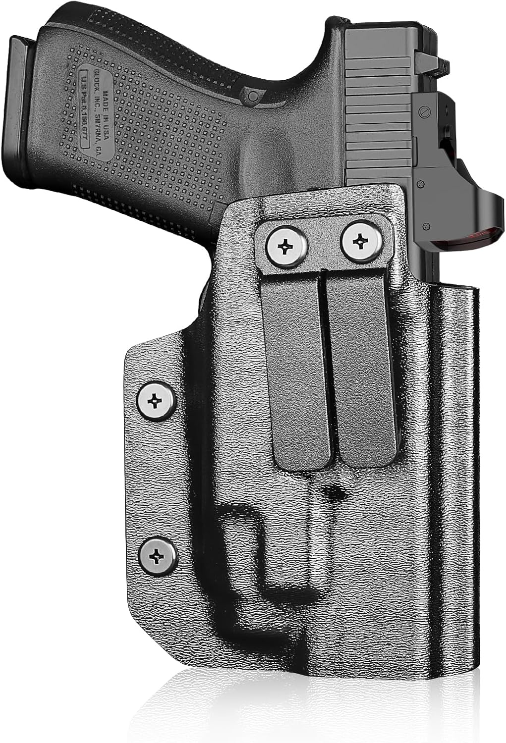 IWB Kydex Holster for Glock 19 with TLR7/ TLR7A, Fit Glock 17/19 Gen 3-5, 23/32 Gen 3-4 & 19X/ 44/45, Inside Waistband Conceal Carry, Optic Cut, Adj. Cant & Retention, Right Hand - WARRIORLAND