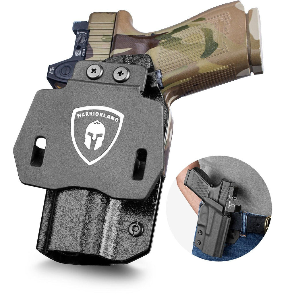 G23 Holster OWB Kydex Holster Optics Cut Fit G23 Gen 1-5 Pistol, Outside Waistband Open Carry G23 Gen 5 Holster with 1.75 Inch Paddle, Adj. Retention, Right Hand/Left Hand|WARRIORLAND - WARRIORLAND