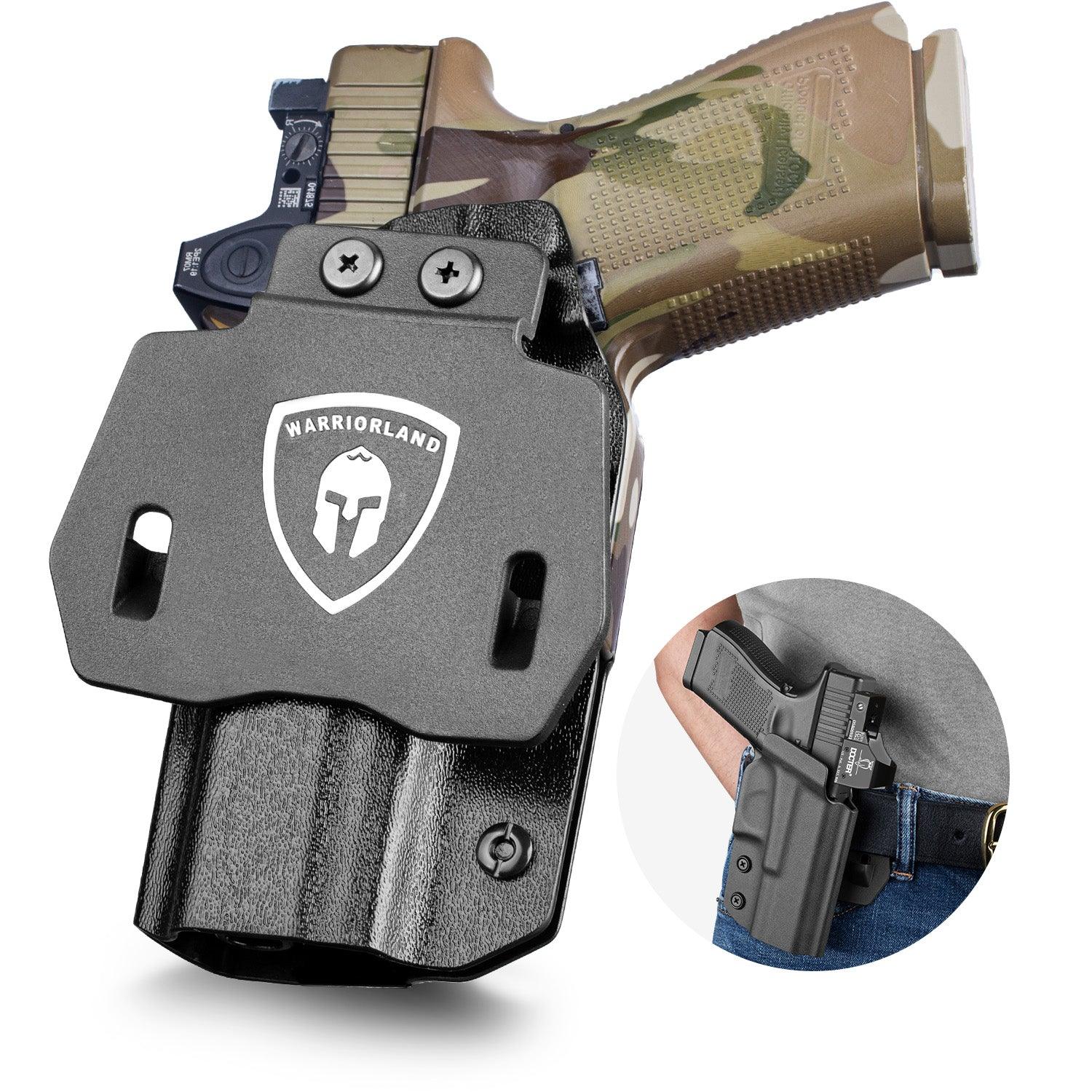 G23 Holster OWB Kydex Holster Optics Cut Fit G23 Gen 1-5 Pistol, Outside Waistband Open Carry G23 Gen 5 Holster with 1.75 Inch Paddle, Adj. Retention, Right Hand/Left Hand|WARRIORLAND - WARRIORLAND