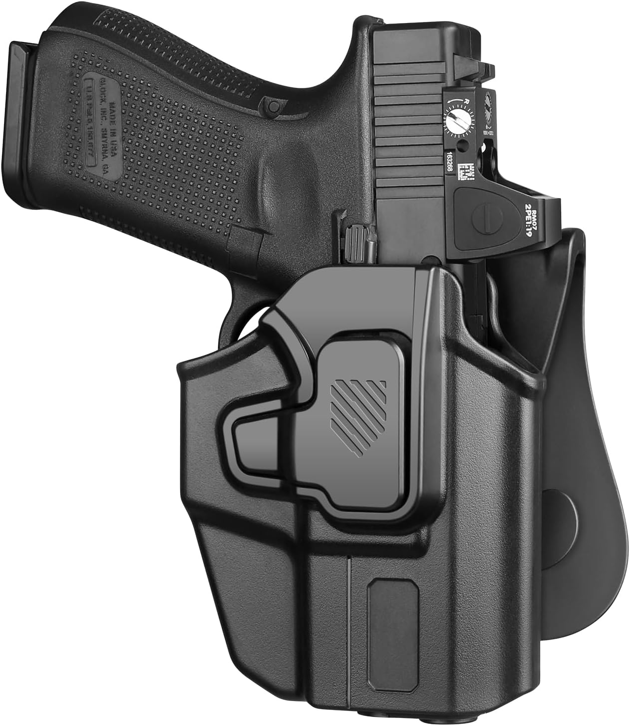 Universal OWB Holster for Compact and Subcompact Pistols, Fit Glock 19/26/43/ 43X/43X Mos, Hellcat pro,Taurus G2C, PSA Dagger Compact and More, Index Finger Release, Right Hand - WARRIORLAND