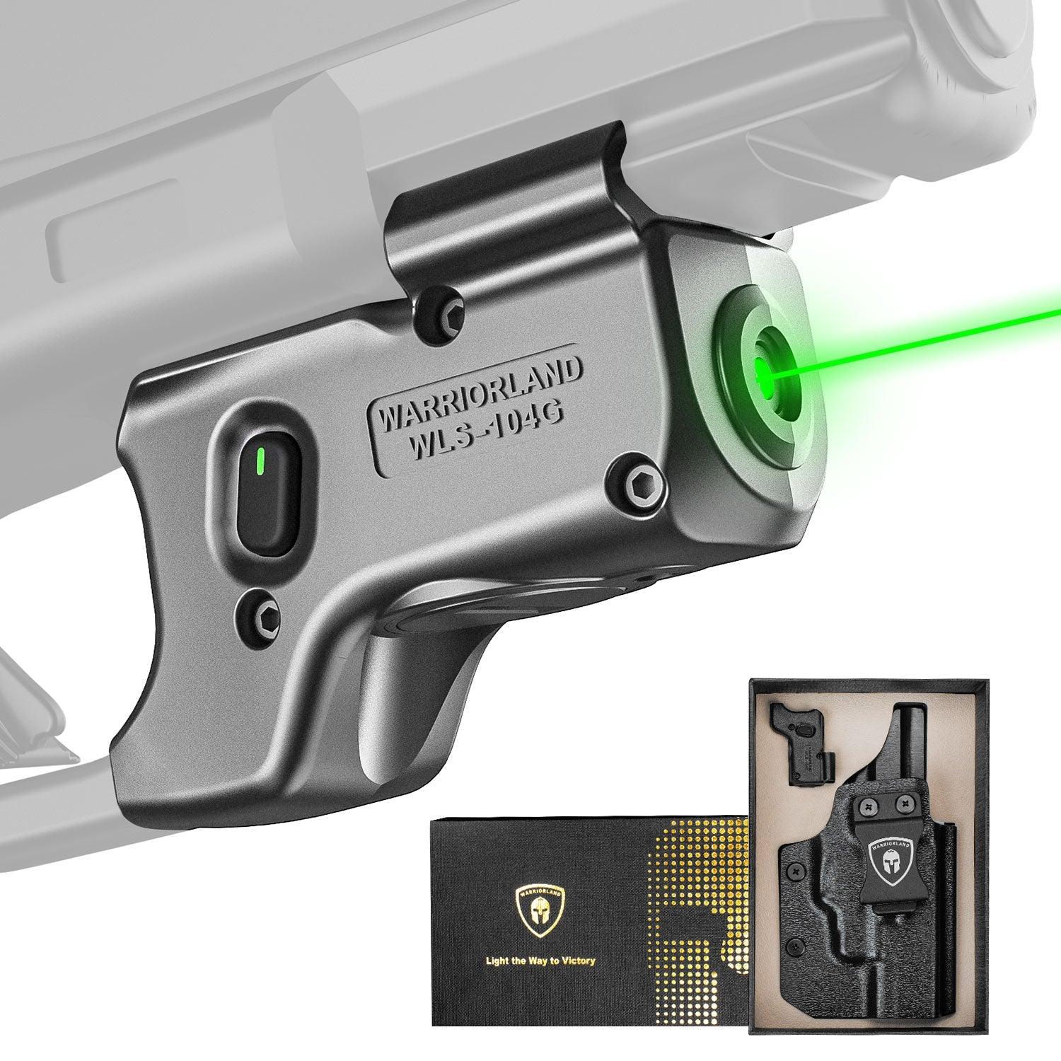 Green Laser Sight WLS-104G and Left Hand Kydex Holster Combo Tailored Fit Glock 17/19/19X/23/31/32/44/45, Ultra Compact G19 Beam Sight, Gun Sight with Ambidextrous On/Off Switch & Power Indicator|WARRIORLAND - WARRIORLAND
