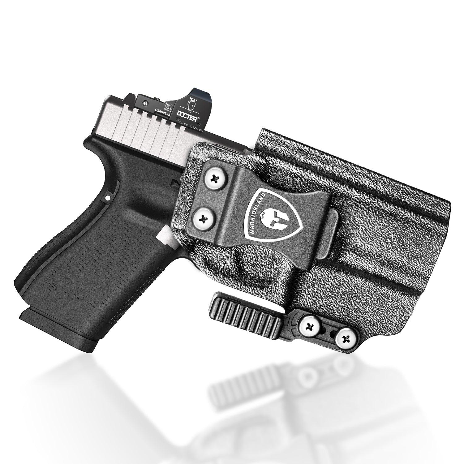 Glock 17 IWB Kydex Holster with Claw Attachment and Optic Cut: Glock 17/19/34 Gen3-5、Glock 17/19 Gen 4-5 MOS、Glock 23/22/31/32 Gen3-4,G19X /G44/45,G45 MOS Adj. Cant & Retention, Right Hand|WARRIORLAND - WARRIORLAND