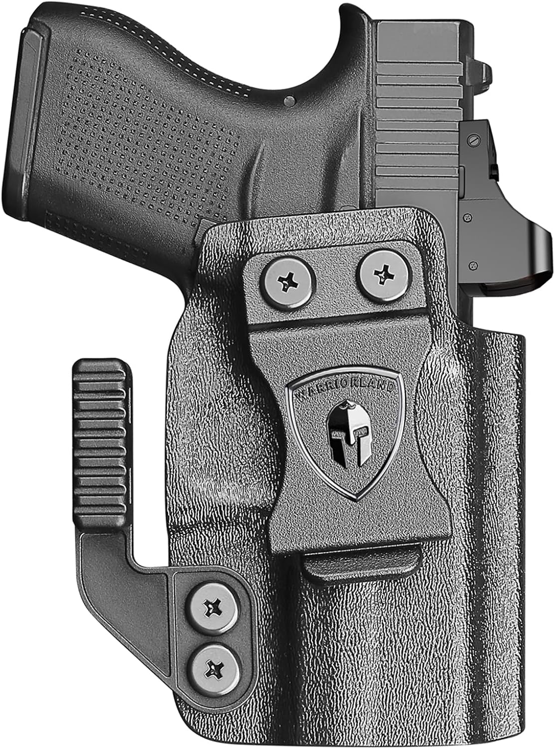 WARRIORLAND Kydex Holster, Fits Glock 43 / 43X / 43X MOS, IWB Carry, Adj. Retention, with Claw & Right-Hand - WARRIORLAND