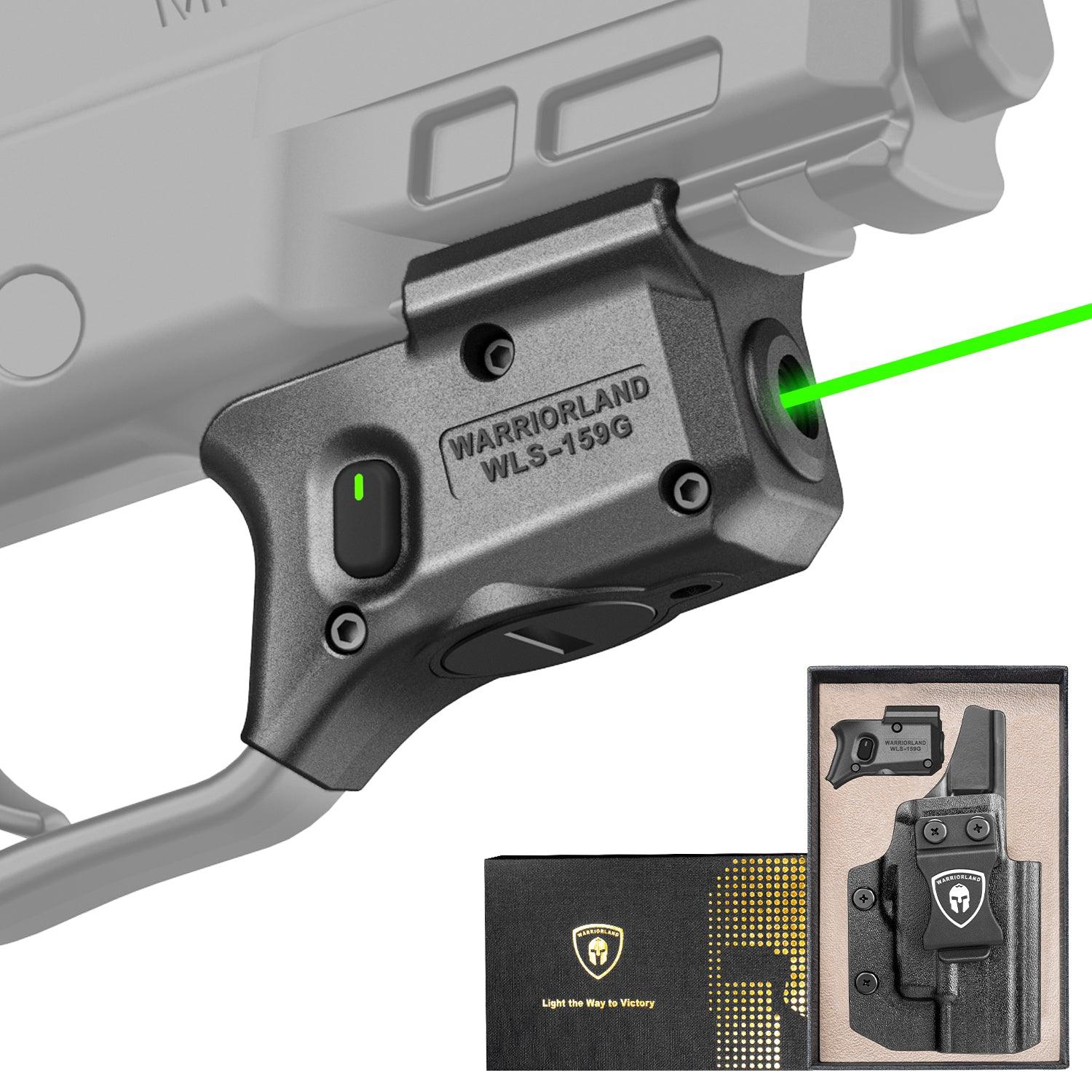 WARRIORLAND Green Laser Sight Fit M&P 9mm / 380 Shield EZ with Kydex Holster, First Green Beam Sight with Power Indicator, M&P 9mm Shield EZ Laser with IWB Holster, WLS-159G w/MP Shield 9 EZ Holster - WARRIORLAND