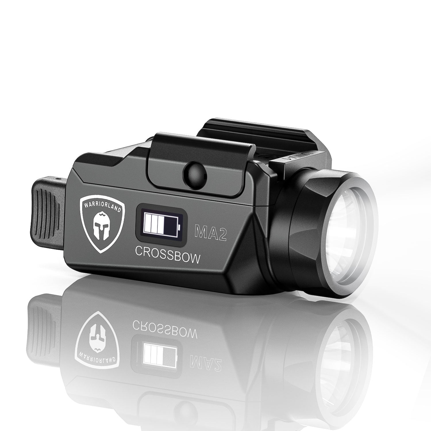 WARRIORLAND MA2 Compact Pistol Light, Fits G17/ G19/ P365/ G3C/ G2C/ M&P 9/Hellcat Pro/1911 and Other 60+ Handguns, 800-Lumen Universal Rail Mounted Tactical Weapon Flashlight, Screen Power Indicator - WARRIORLAND